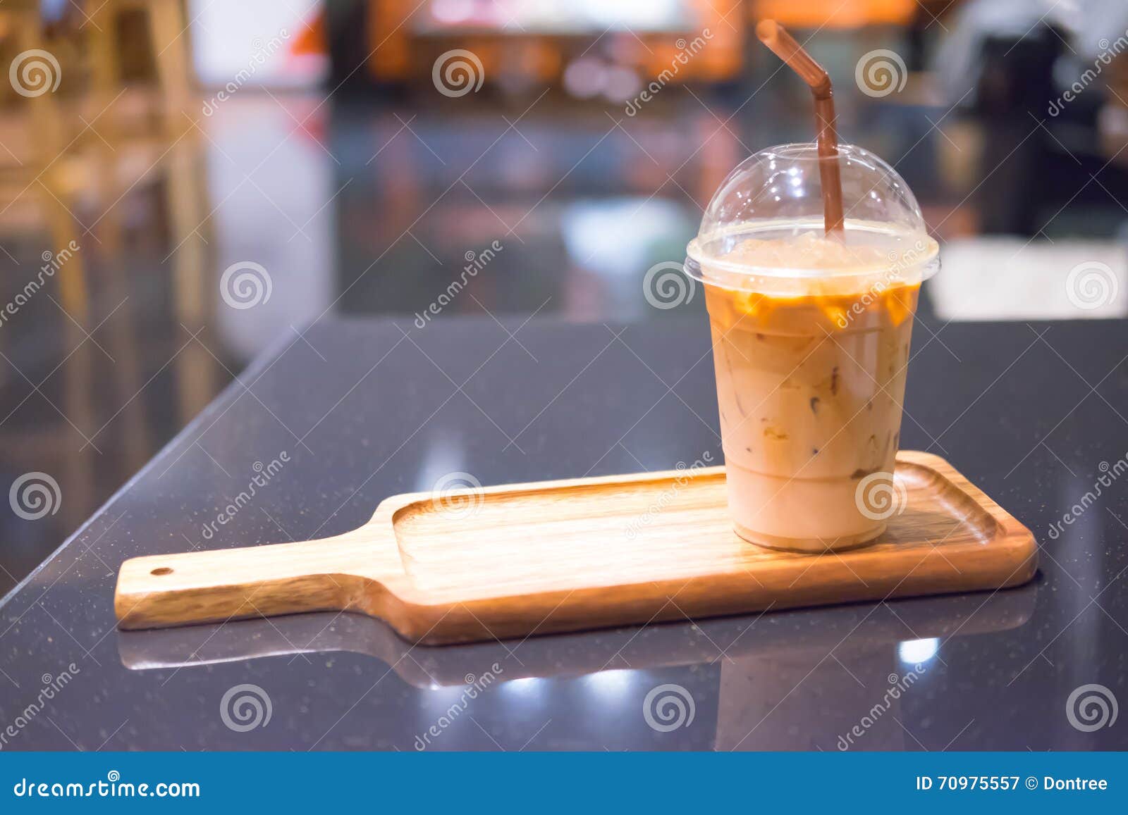 Coffee with Straw in Plastic Cup Stock Image Image of espresso, glass 70975557