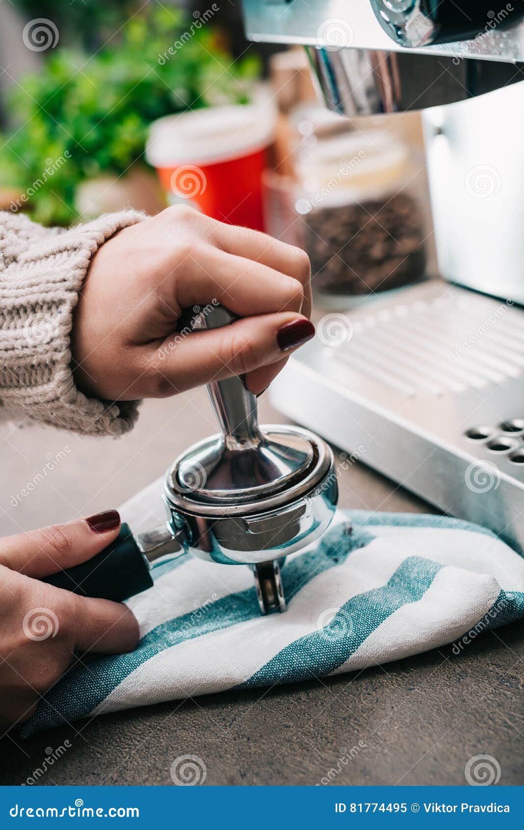Coffee tamping stock image. Image of ground, equipment 81774495