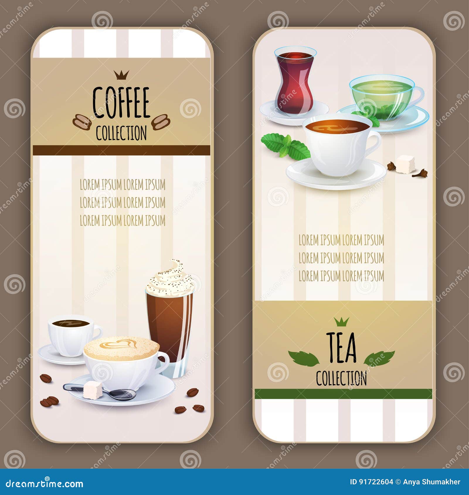 Coffee and Tea Collection Labels. Stock Illustration Illustration of