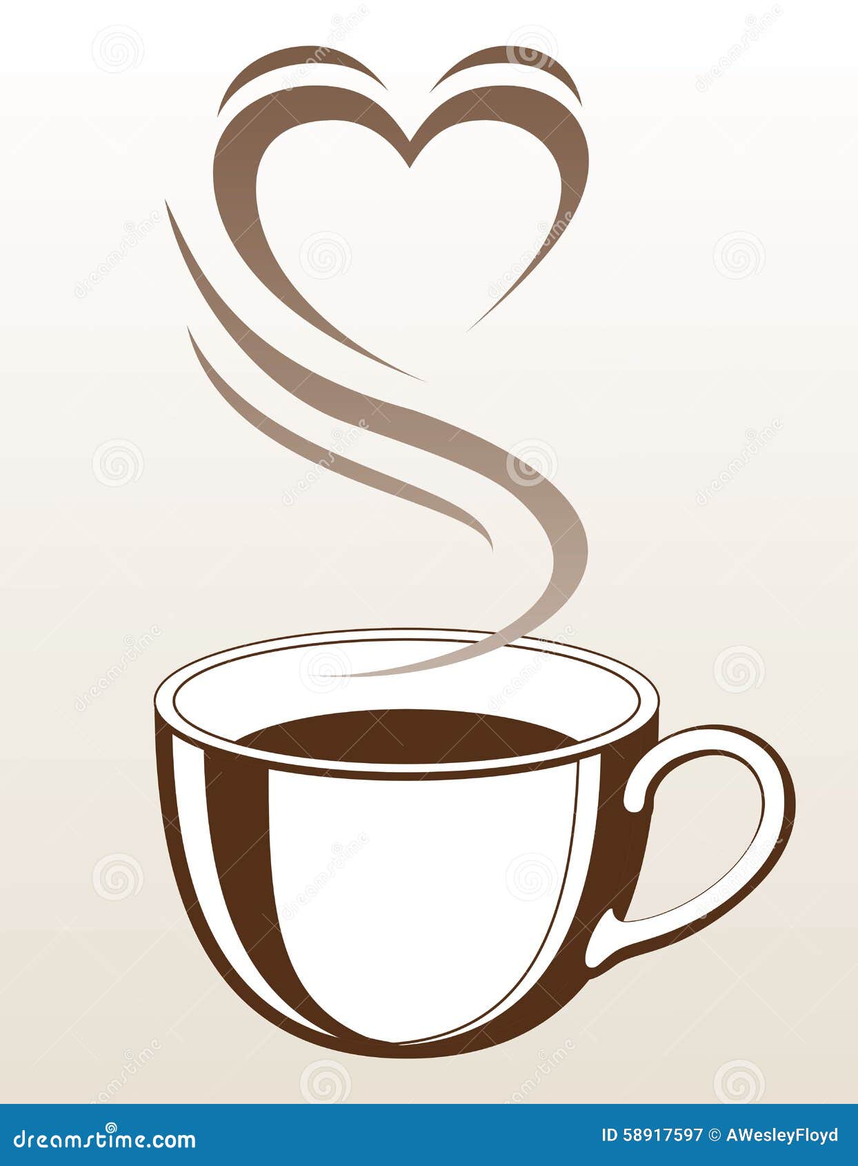 Download Coffee Or Tea Cup With Steaming Heart Shape Stock Vector ...