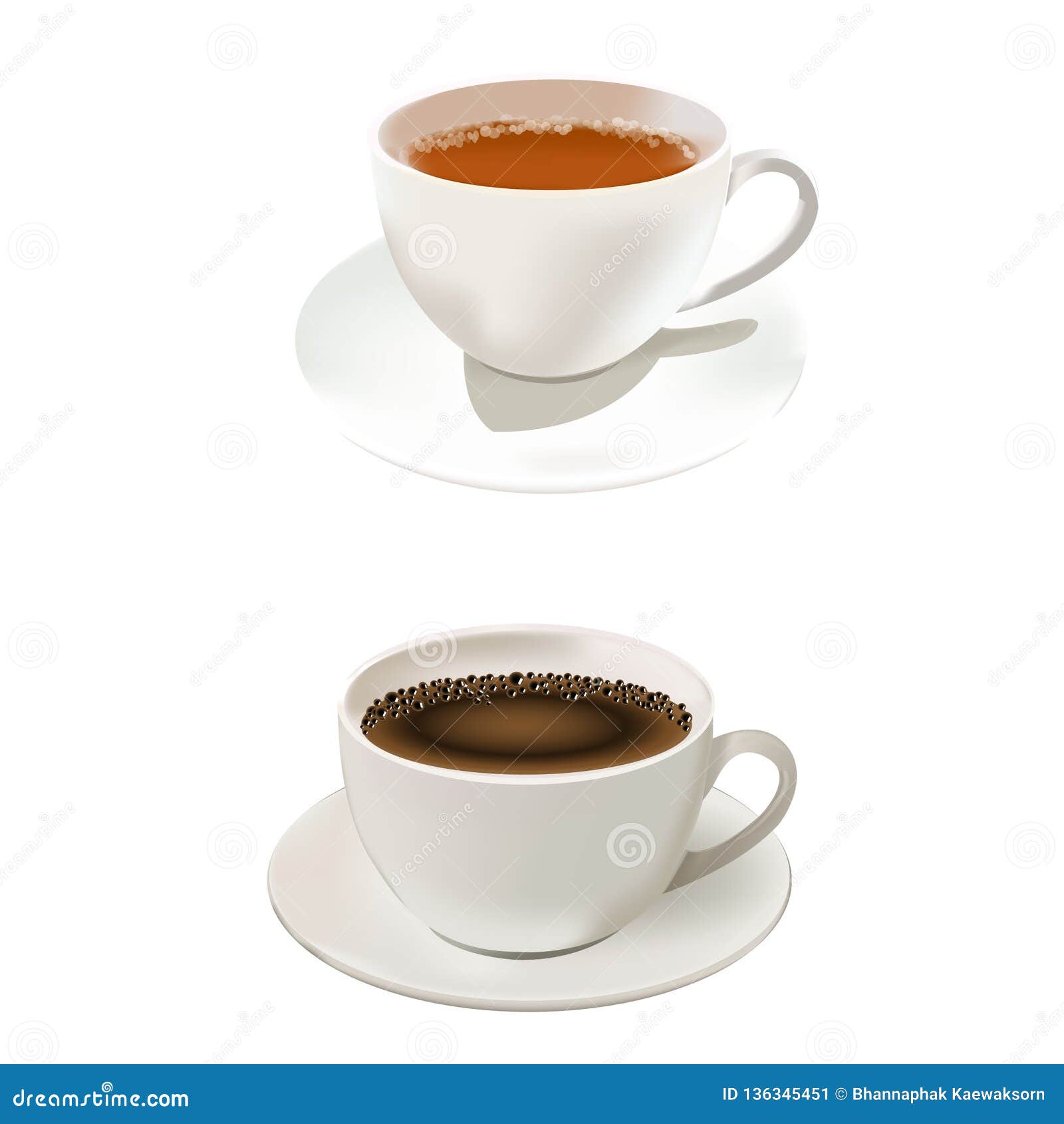 Coffee and tea hot drink stock illustration. Illustration of white