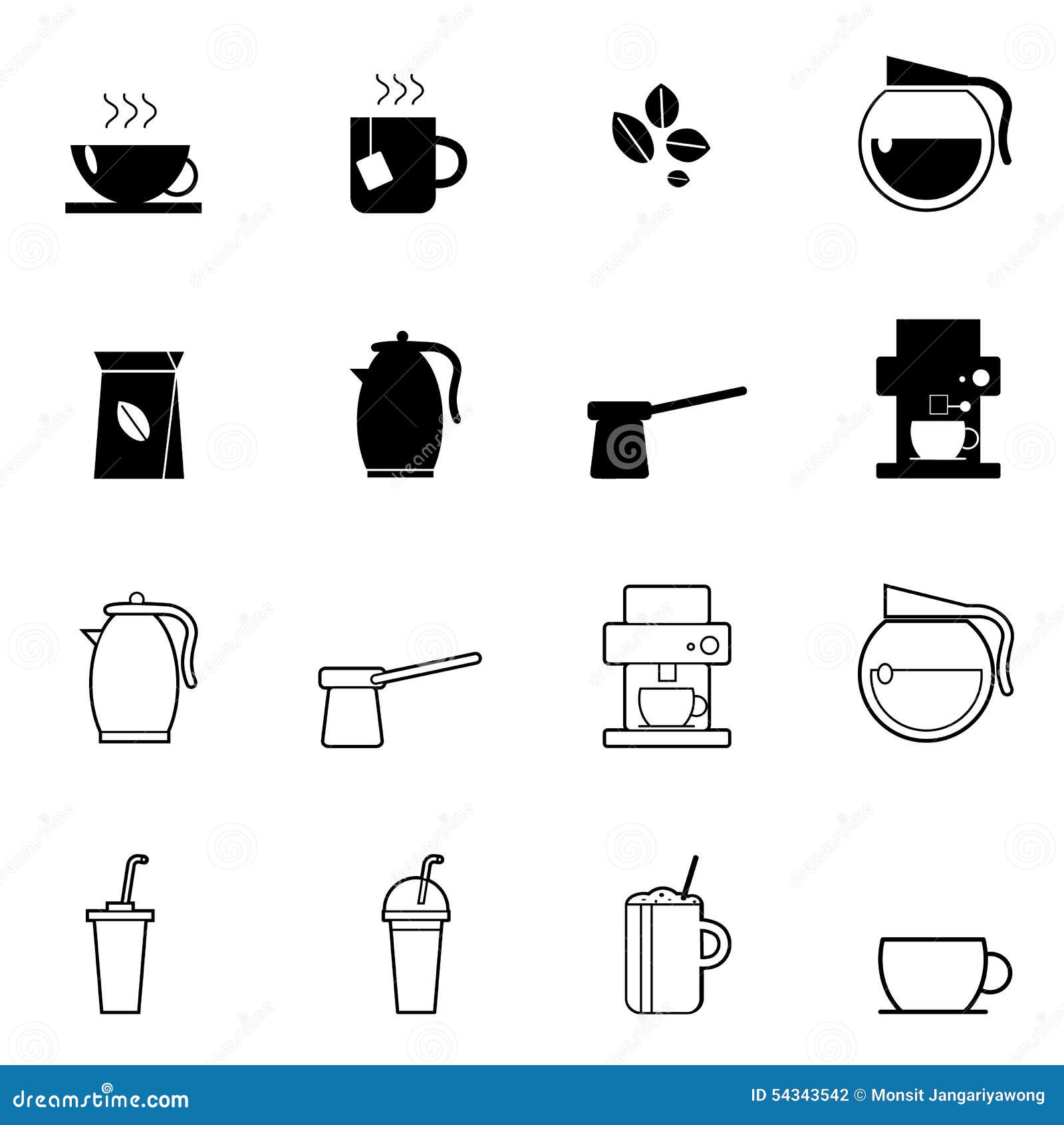 Download Coffee And Tea Icons Set Vector Illustration Stock Vector ...