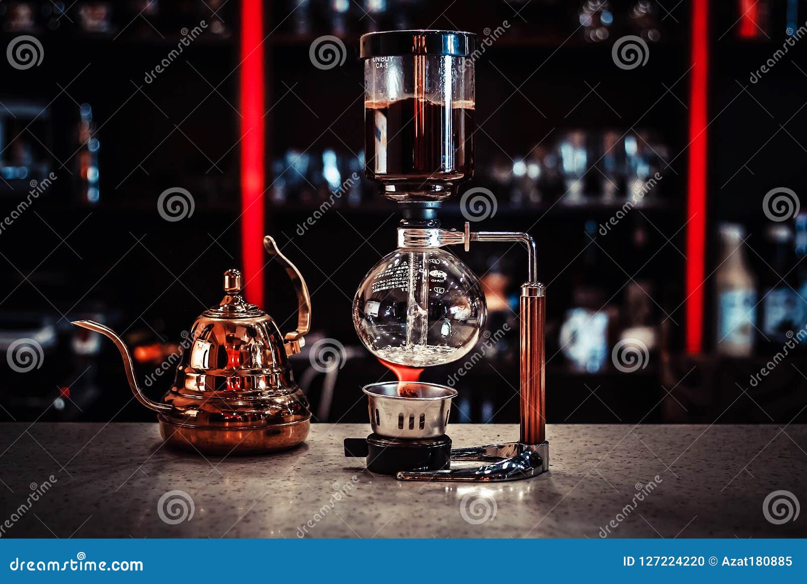 Coffee / Tea Making Machine in Vintage Style. in an Interior Against a