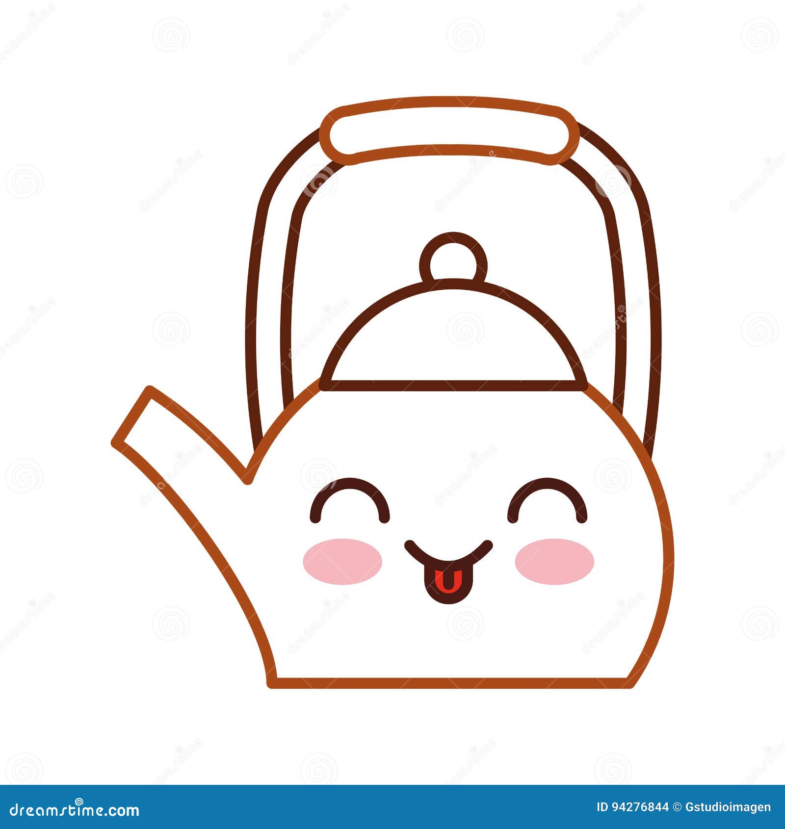 Coffee Teapot Kawaii Character Stock Vector Illustration of face