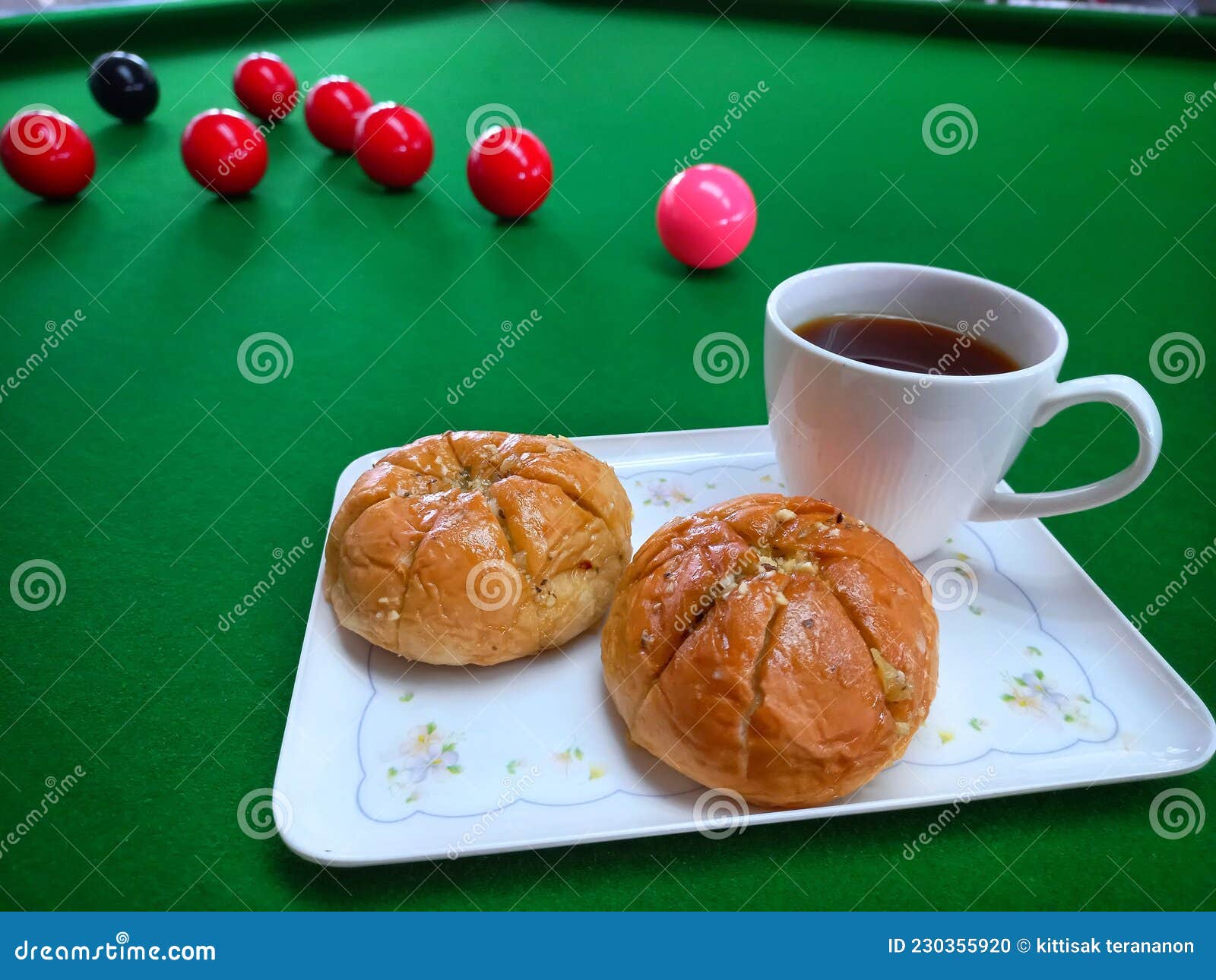 Coffee Time & Cream Cheese Garlic Bread by Chef Ann Stock Photo Image