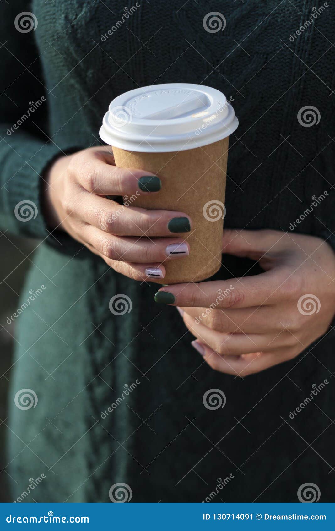 Coffee To Go Cup Holding Woman S Hand In Autumn Park Stock Image Image Of Park Season