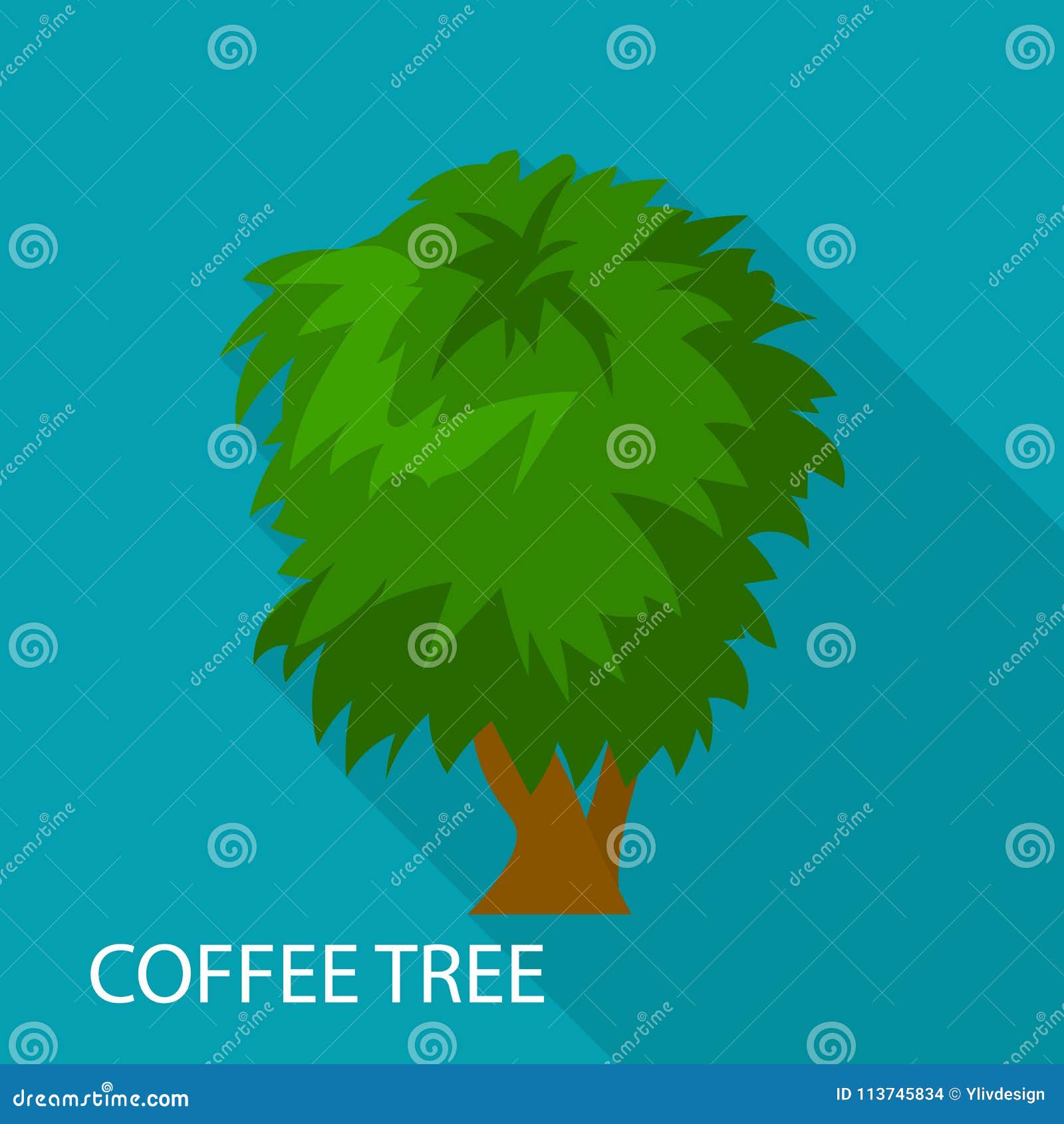 Coffee Tree Icon, Flat Style Stock Vector Illustration of shadow, object 113745834