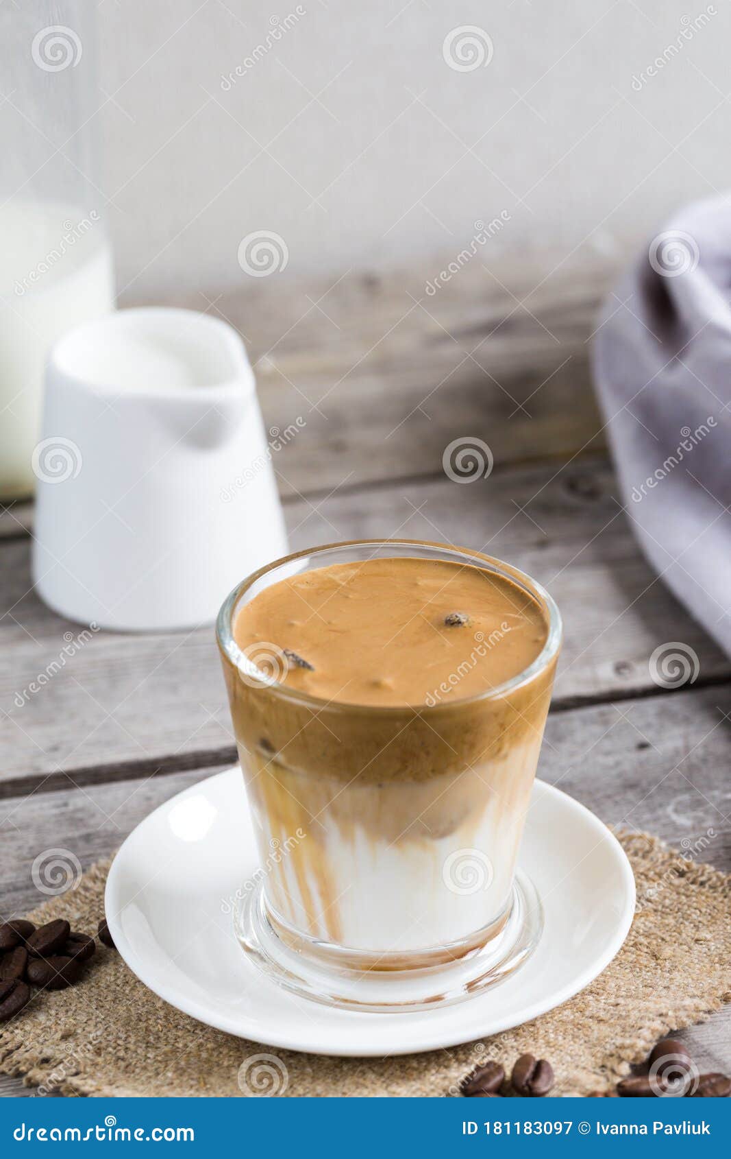Coffee Trend Dalgona Coffee, Whipped Instant Coffee. Cream Coffee, Iced Coffee Stock Image