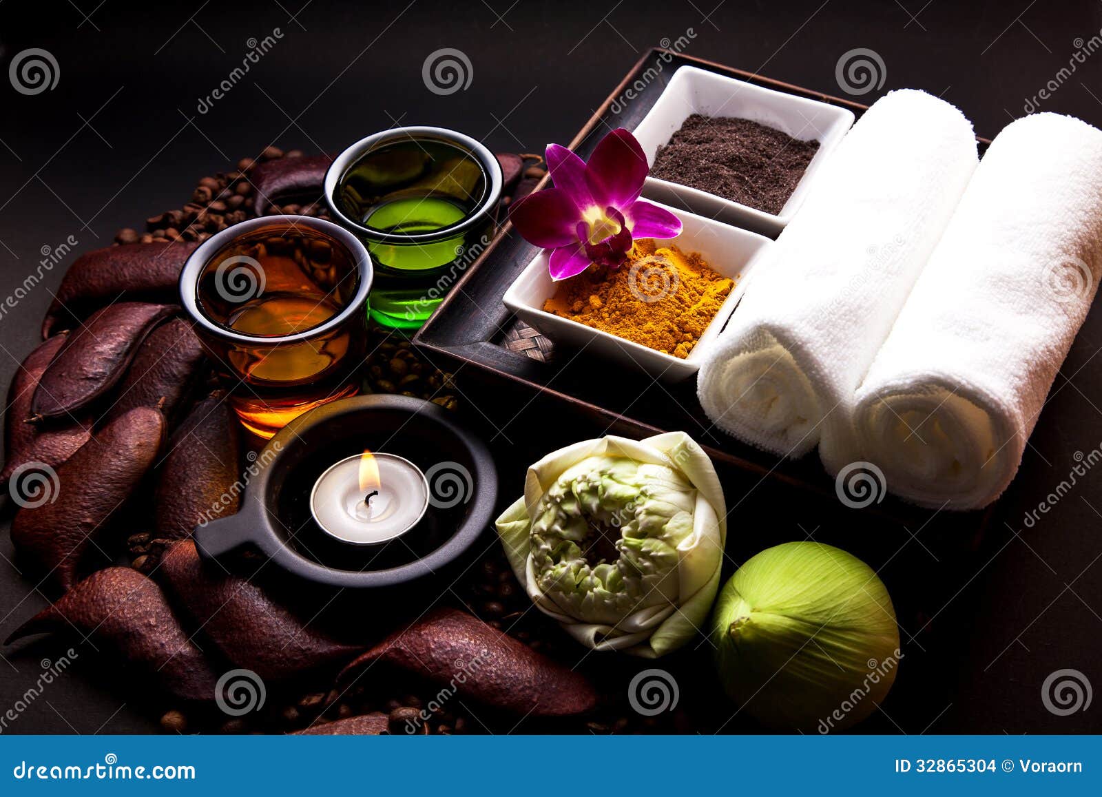Coffee and Turmeric Scrub stock photo. Image of lotus 32865304