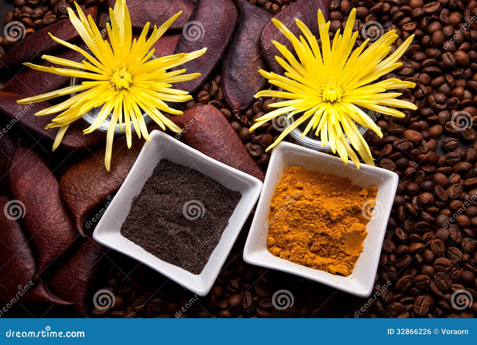 Coffee and Turmeric Scrub stock photo. Image of calm 32866226