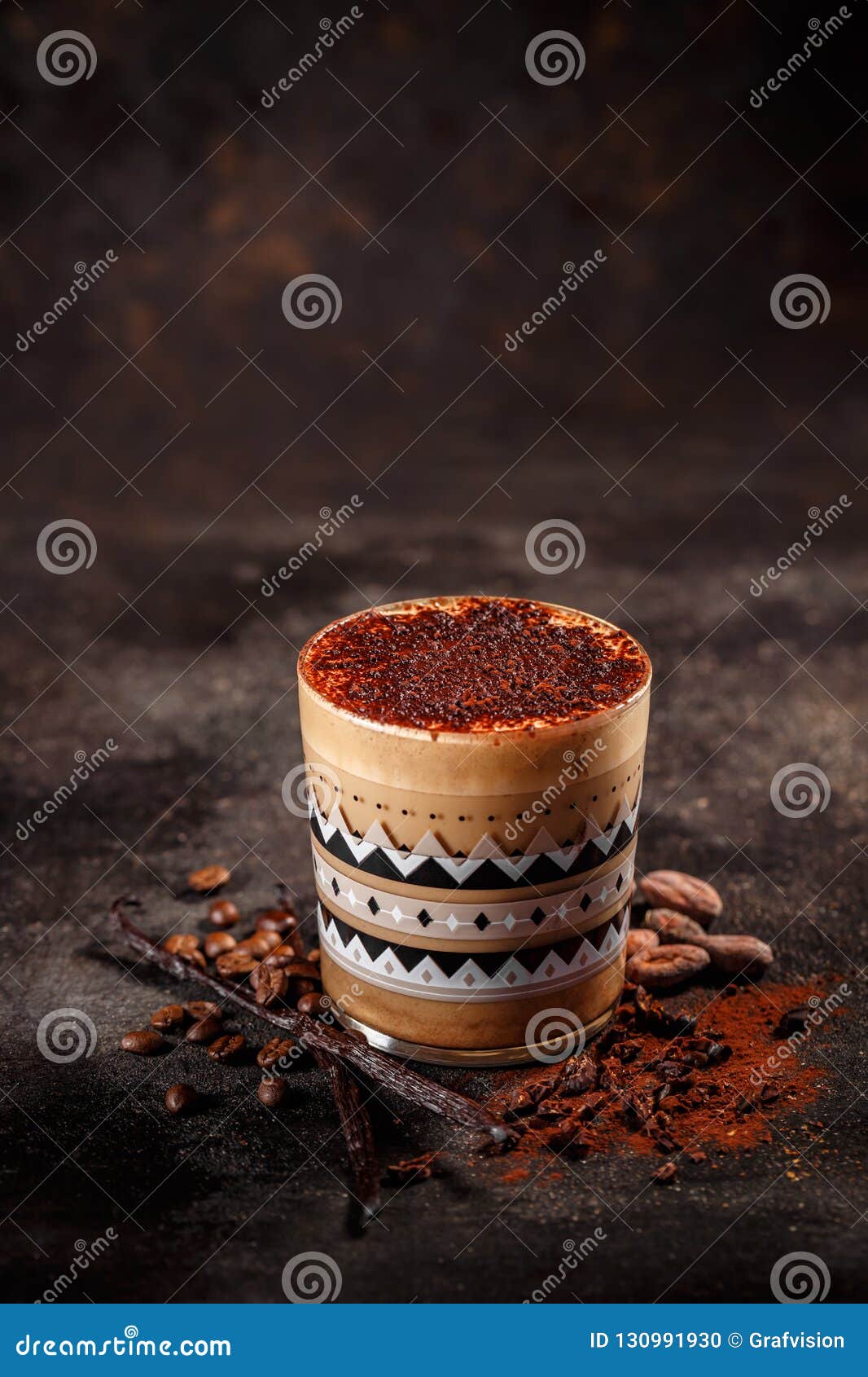 Coffee with Vanilla and Cocoa Powder Stock Photo Image of copy, black