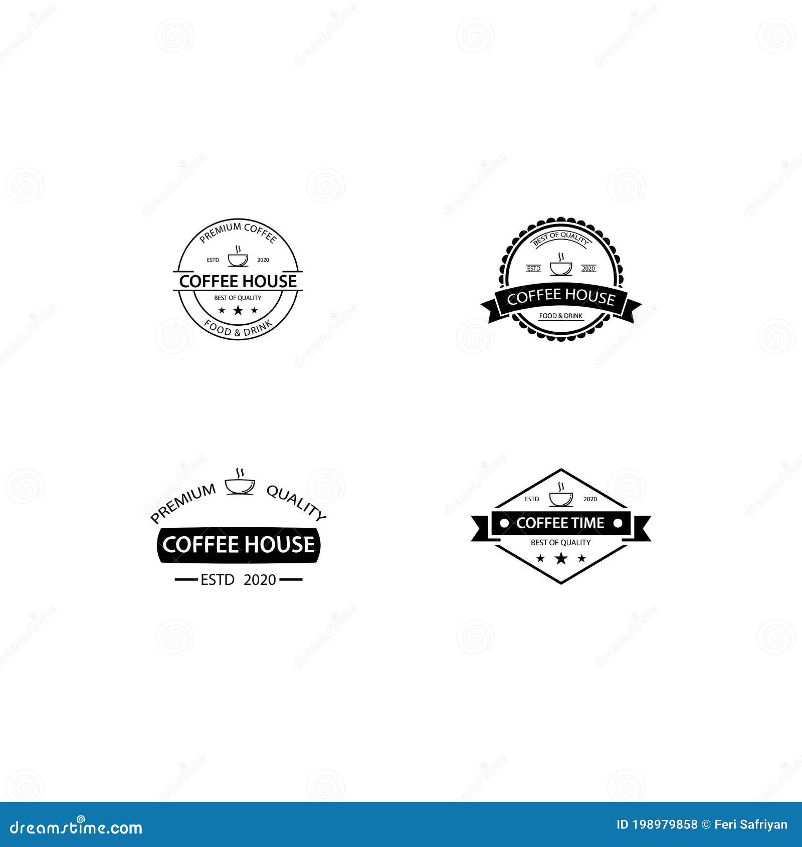 Coffee Vintage Logo Template Stock Vector Illustration of kitchen
