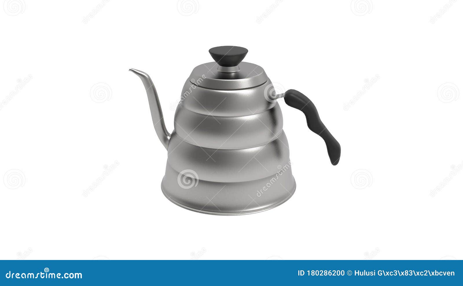 Coffee Water Pot. Isolated on White. Clipping Path. 3D Rendering. Stock