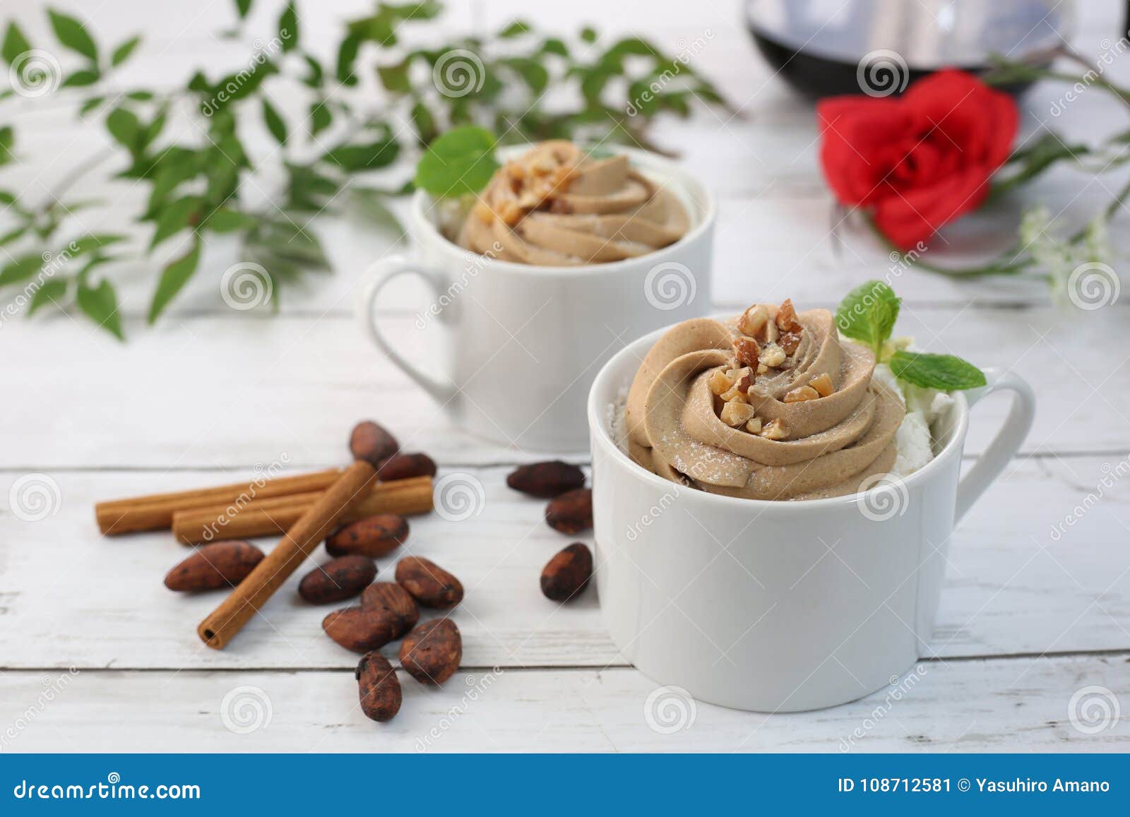 Coffee with the Whip Cream of the Chocolate Stock Image Image of