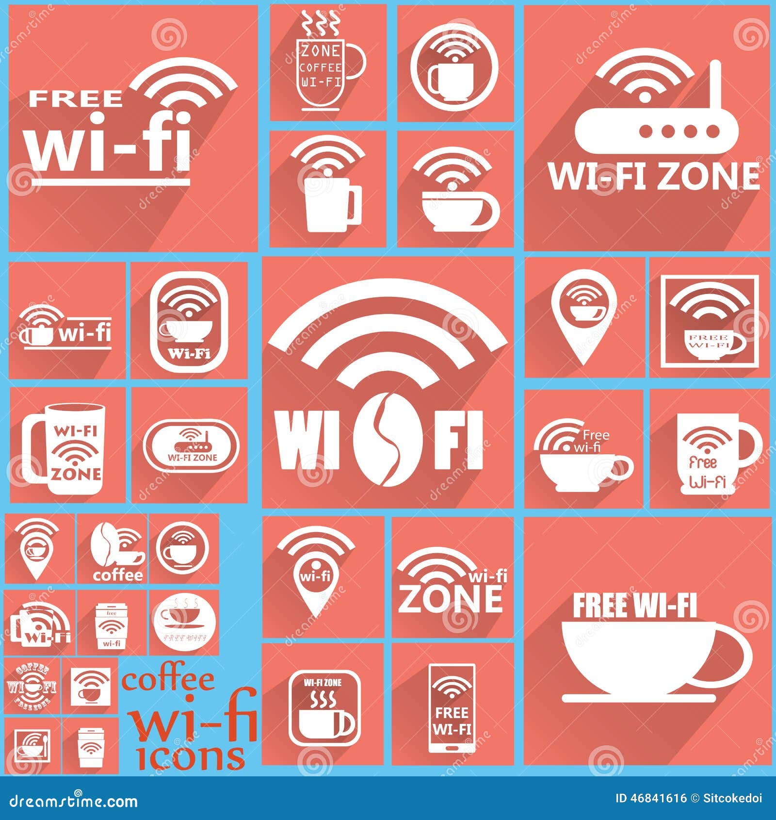 Coffee WIFI icons 2 stock vector. Illustration of icon 46841616