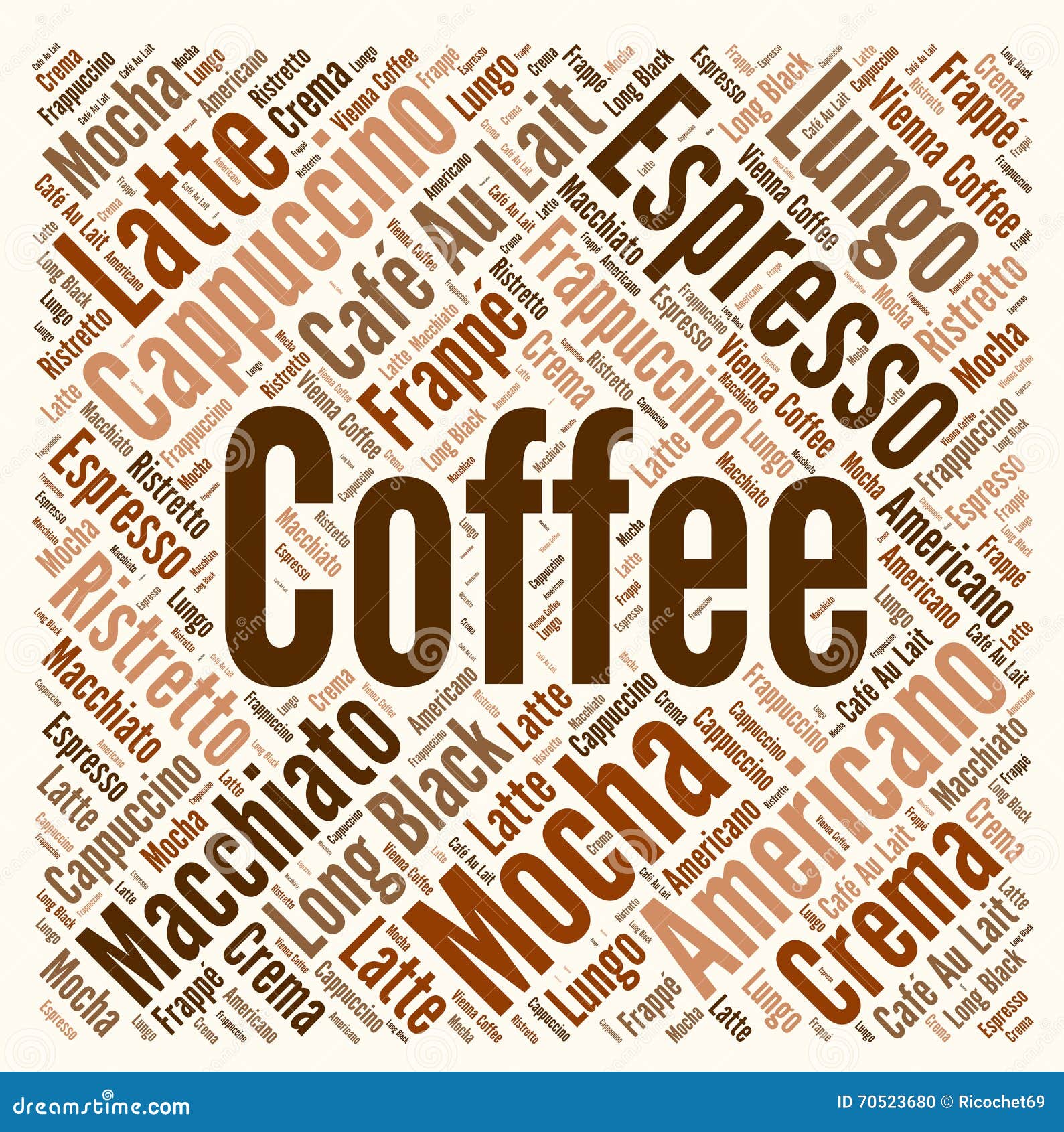 Coffee word cloud stock illustration. Illustration of illustration - 70523680