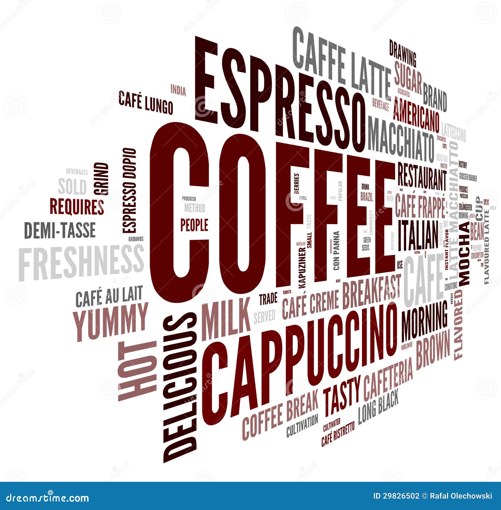 Coffee Concept in Word Tag Cloud Stock Illustration Illustration of