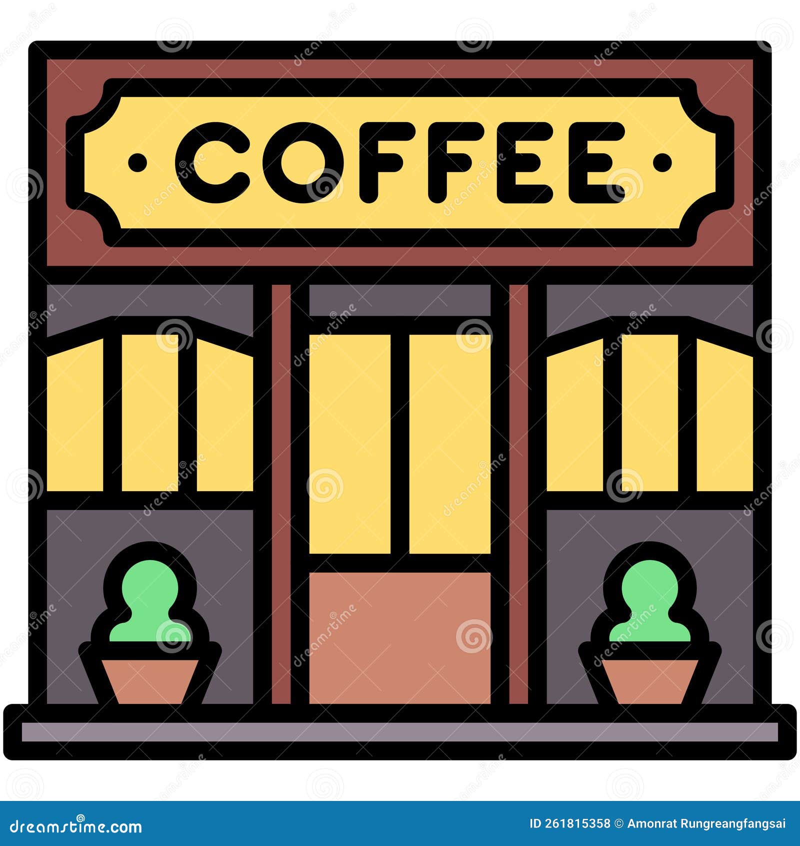 Coffeehouse, Coffee Shop or Cafe Icon Stock Vector Illustration of