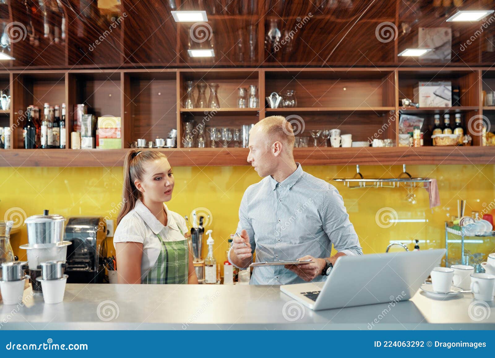 Manager Talking To Barista Stock Photo Image of hotel, shelf 224063292