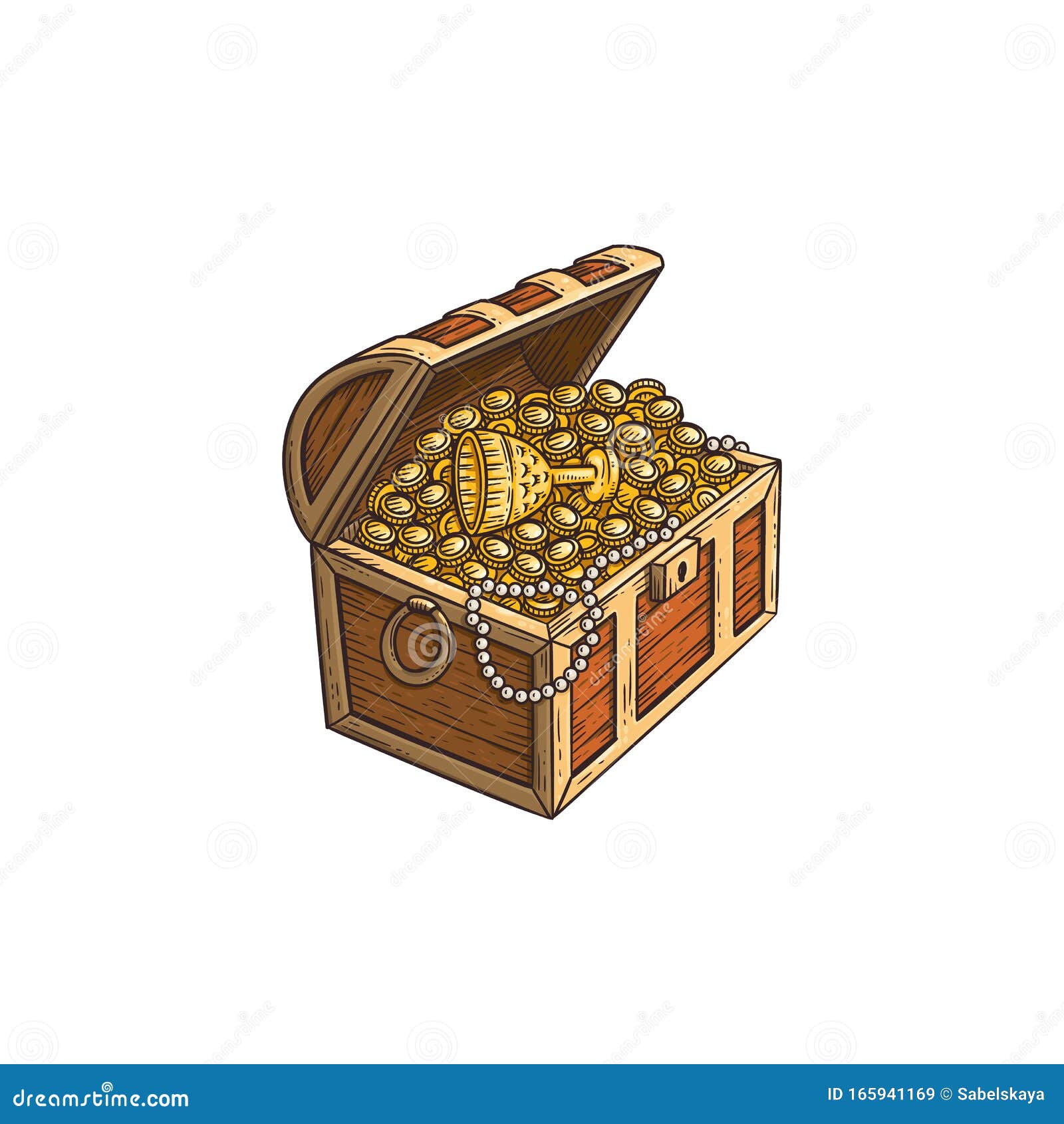 Cofre Del Tesoro De Madera Con Monedas De Oro Dibujo Animado Ilustración  Vectorial Aislado Ilustración del Vector - Ilustración de fondo, monedas:  165941169