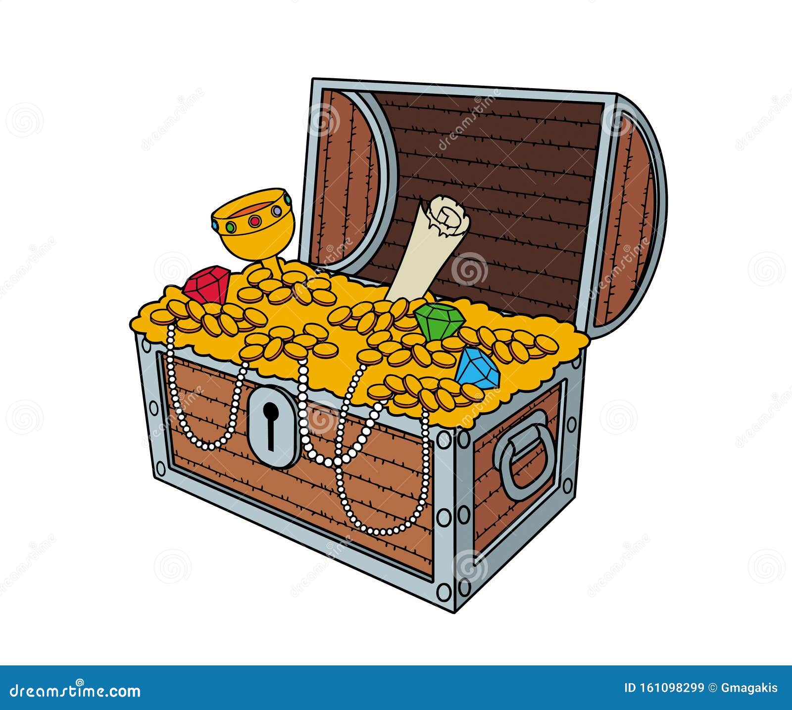 Cofre del tesoro pirata stock de ilustración. Ilustración de envase -  161098299