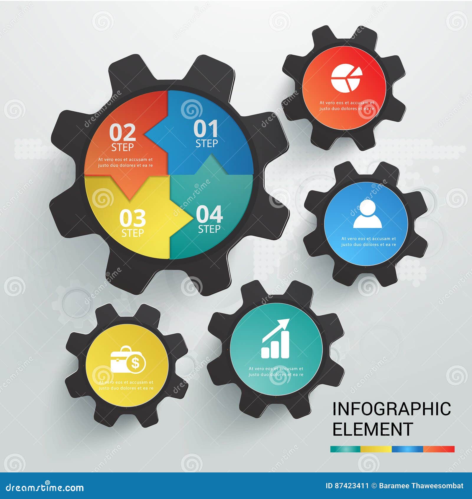 Cog Symbol Template Vector Infographic Set 4 Options. Stock Vector