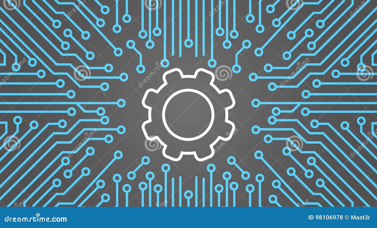 cog wheel over computer chip moterboard background network data center system concept banner