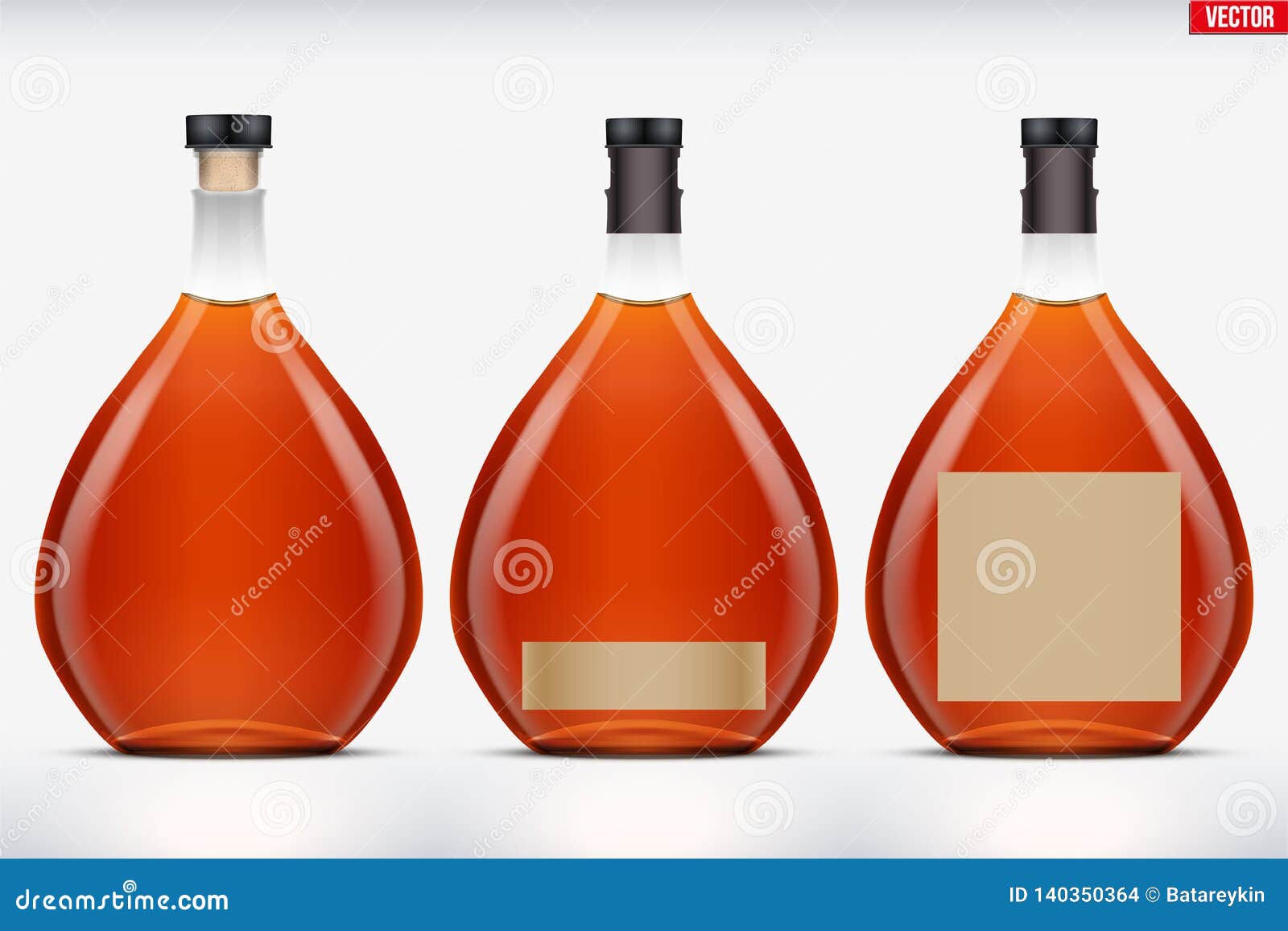 Cognac bottle set mockup stock vector. Illustration of closeup 140350364