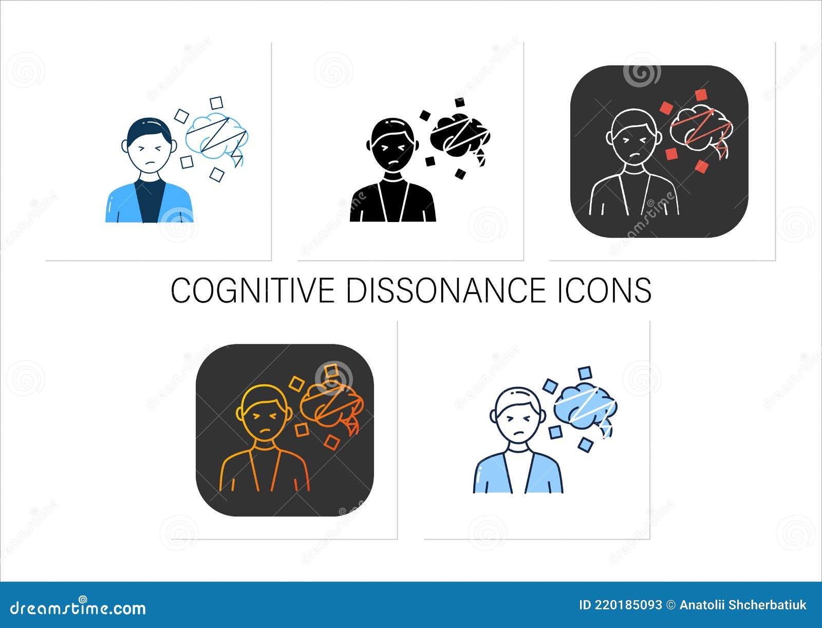 cognitive dissonance icons set