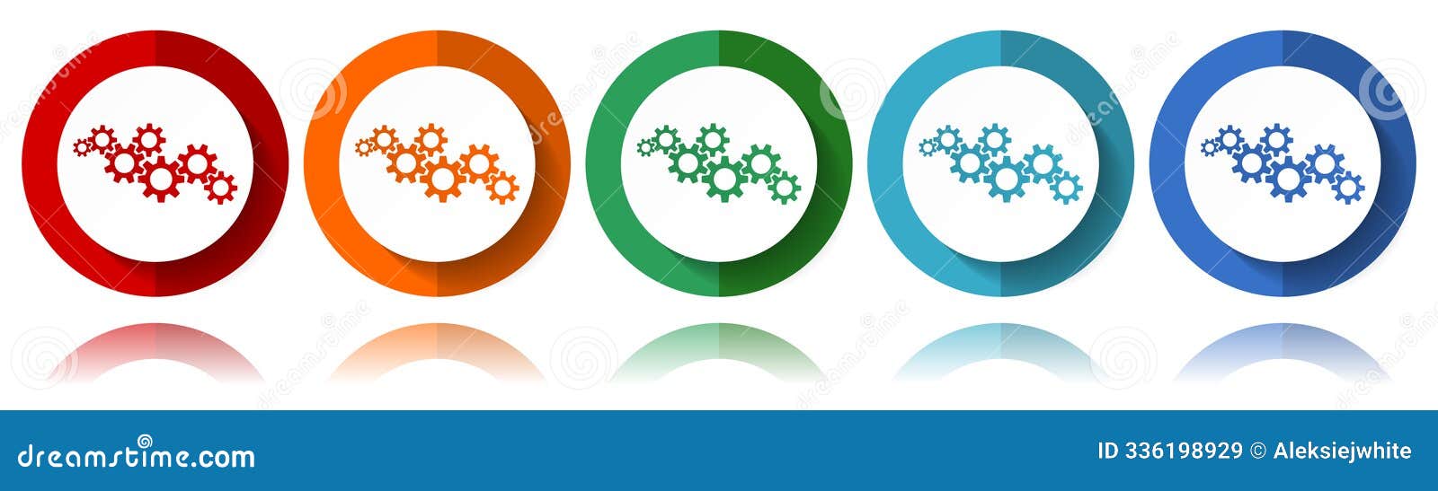 cogwheel engineering  icons, flat icon set for logo , web and mobile applications, colorful web button
