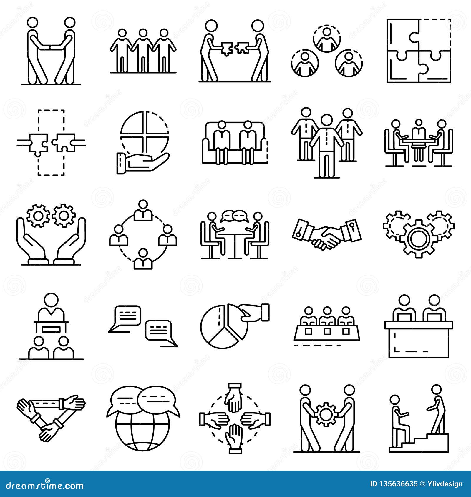 cohesion icon set, outline style