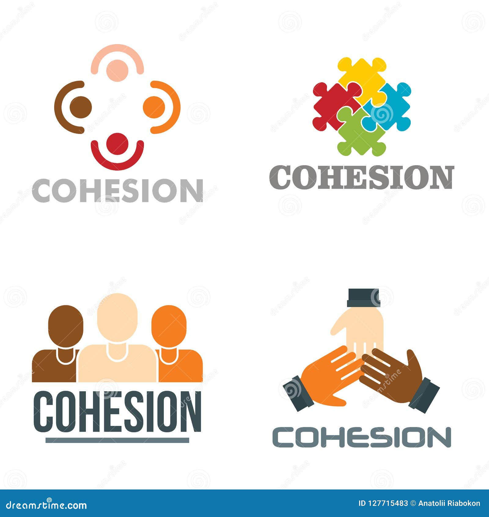 cohesion logo set, flat style