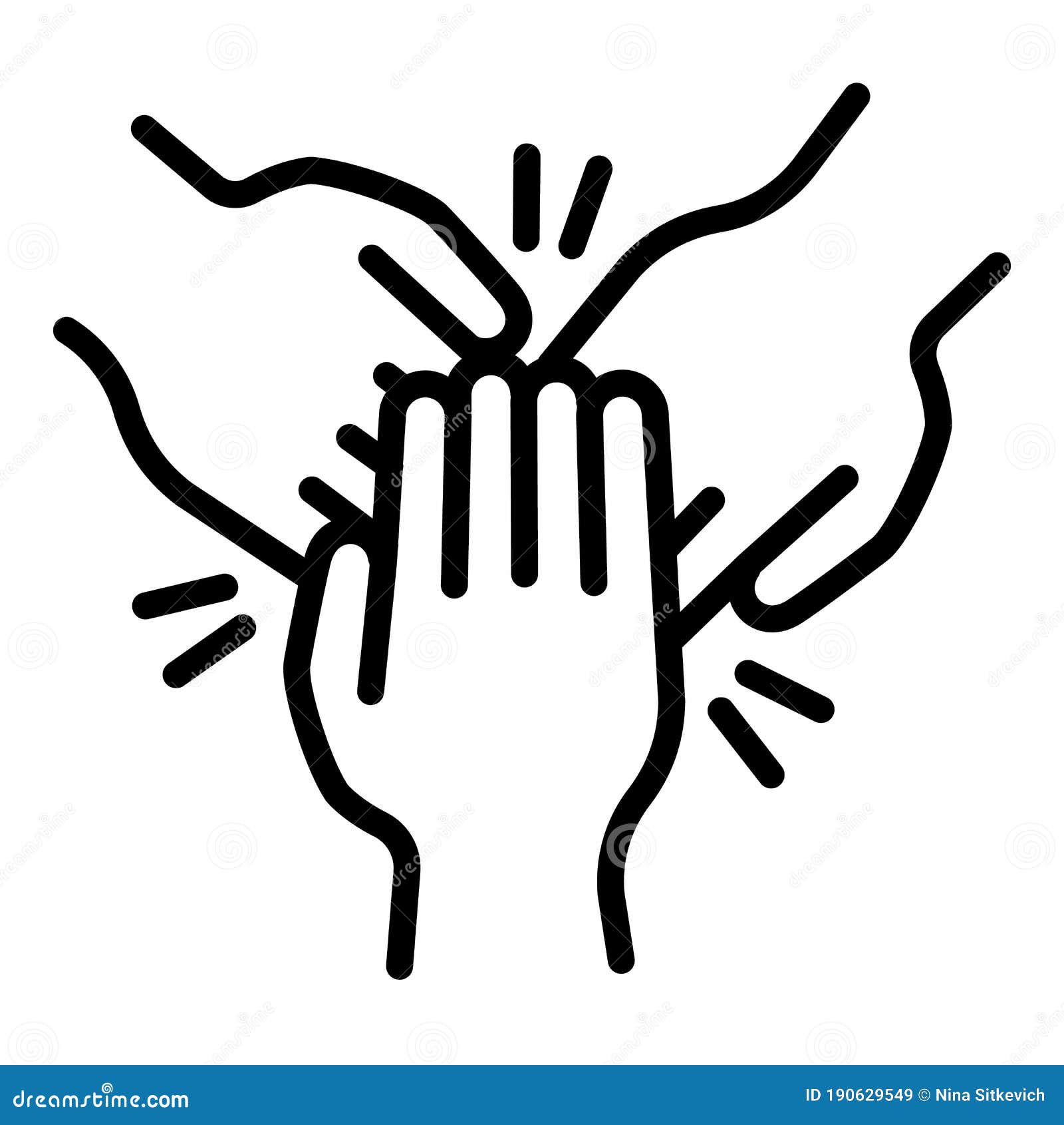 cohesion teamwork hands icon, outline style