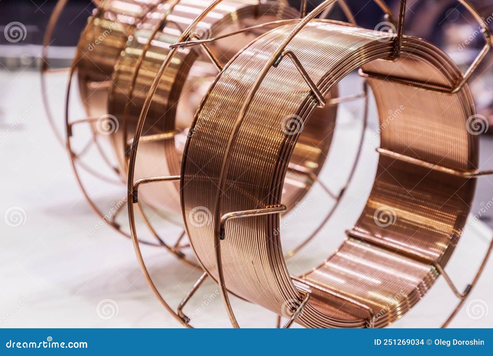 Coils with Copper Wire on a Light Background Stock Photo Image of