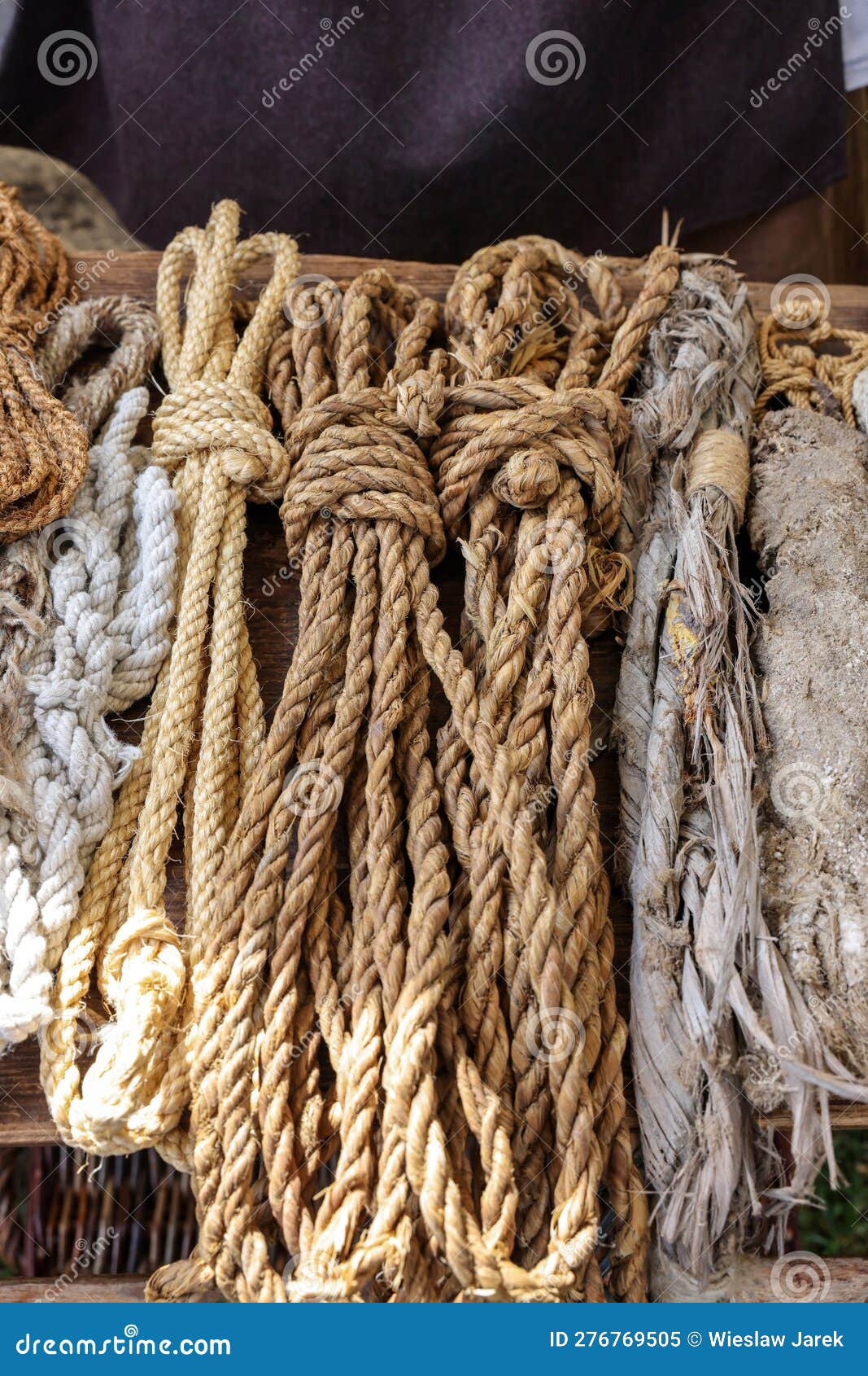 Coils of Ropes Made in the Traditional Way from Natural Materials