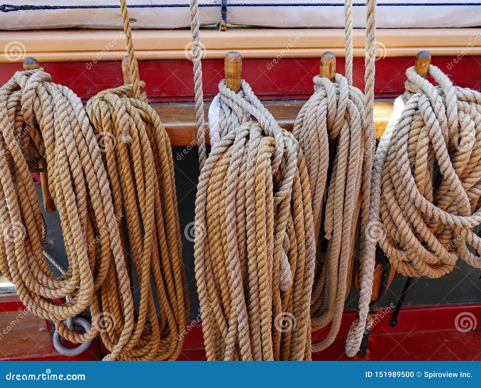 Coils of thick rope stock photo. Image of hanging, schooner 151989500