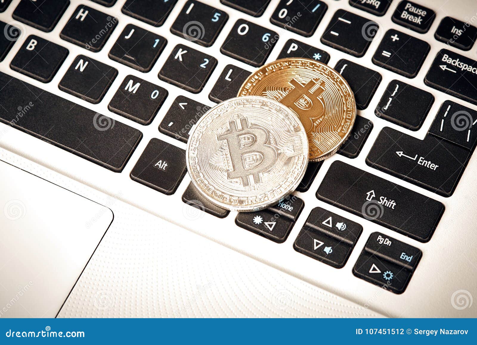 Coin Crypto Currency Bitcoin Lies On The Keyboard ...