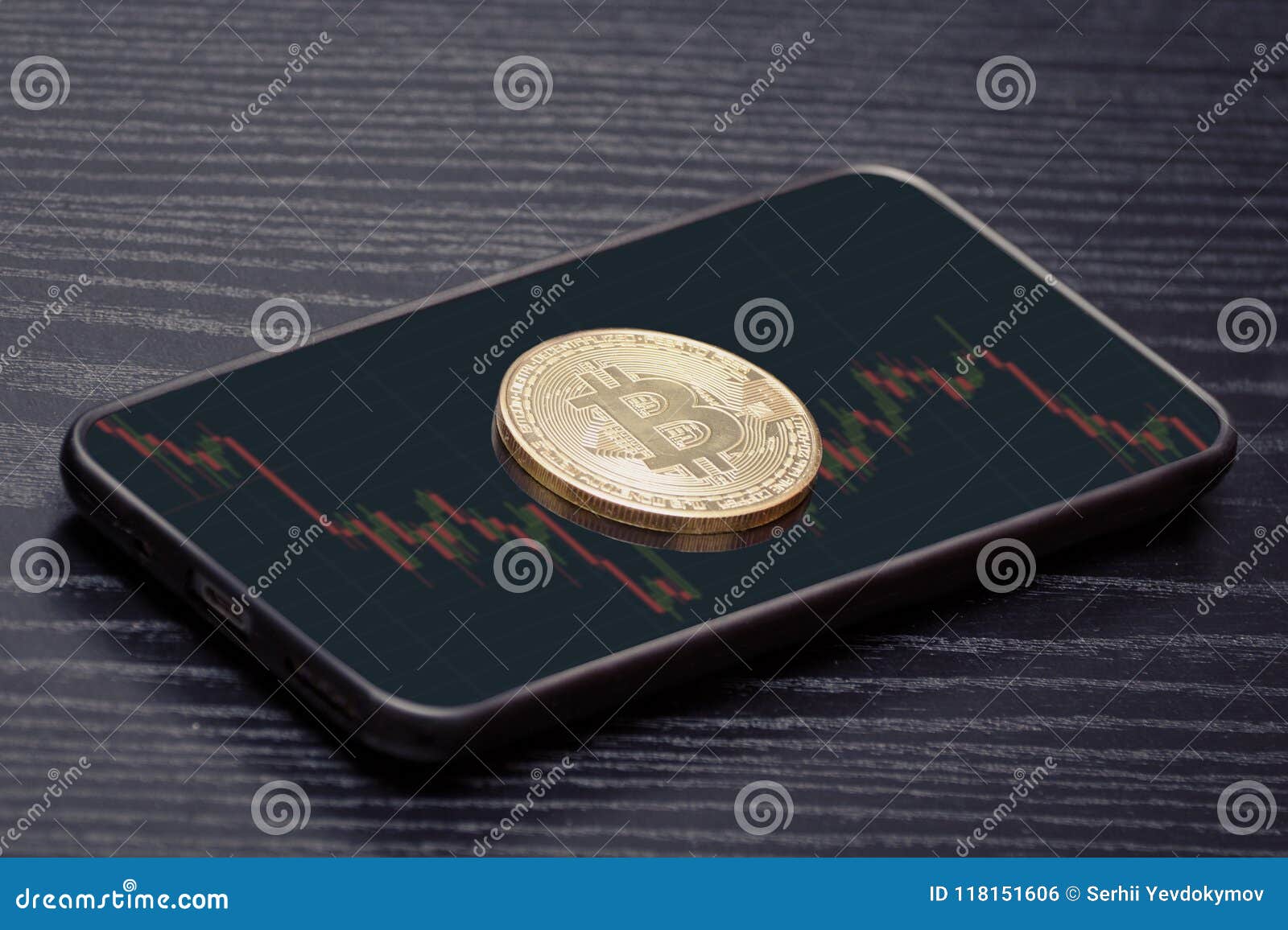 Coin Crypto Currency Bitcoin On The Smart Phone With ...