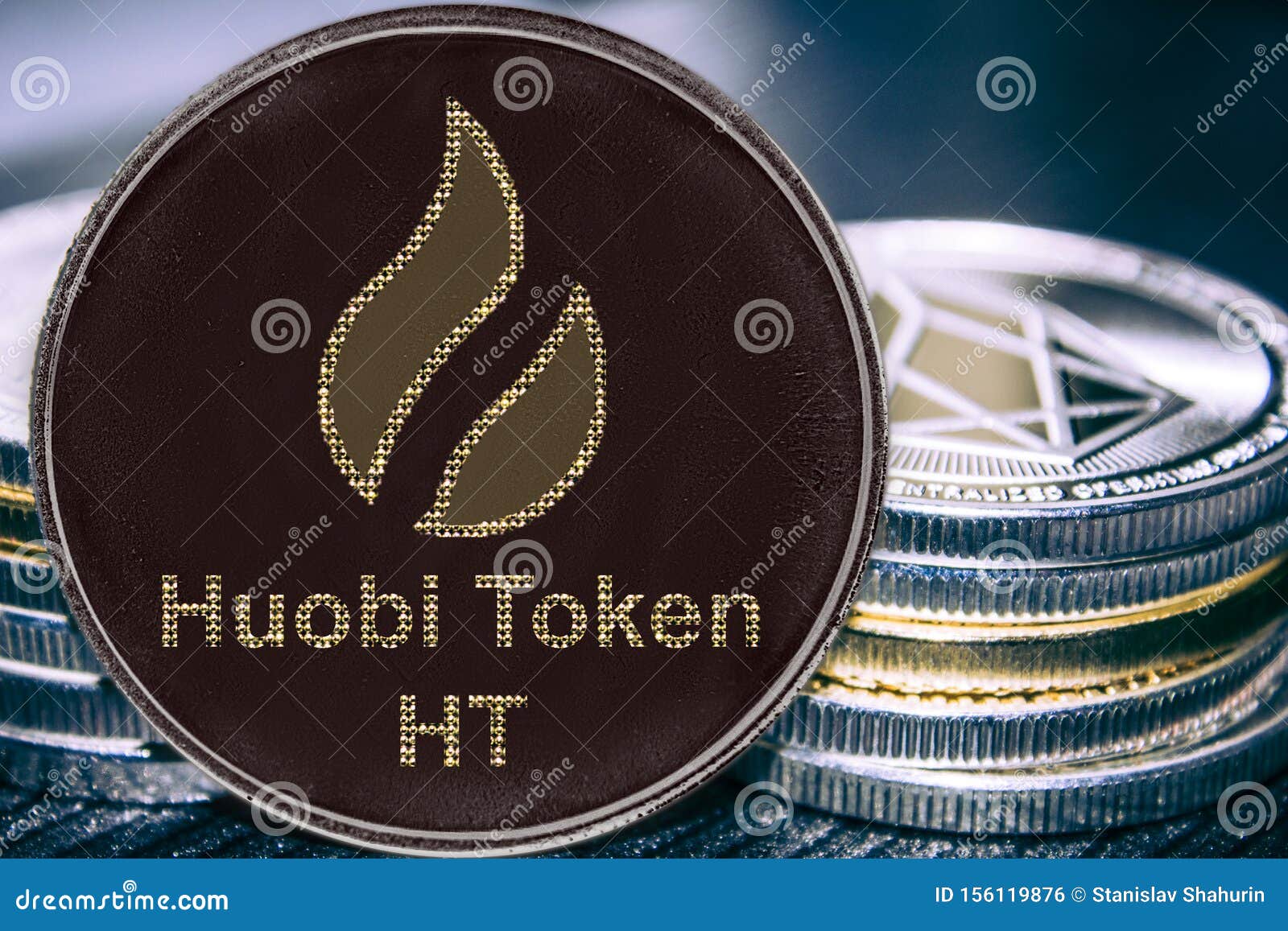Coin Cryptocurrency HT Huobi Token On The Background Of A ...