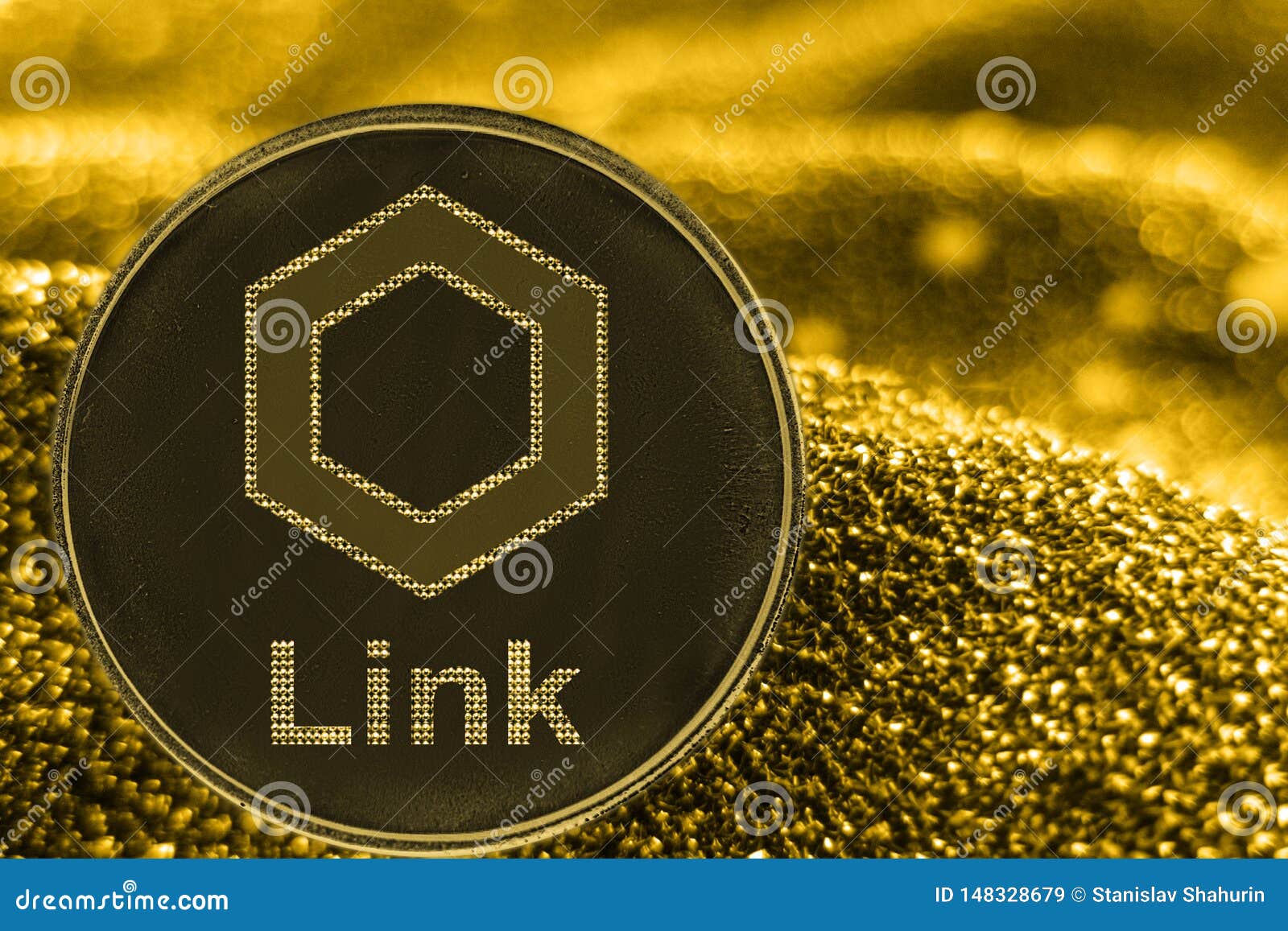 Coin Cryptocurrency Link Chainlink Token On Golden ...