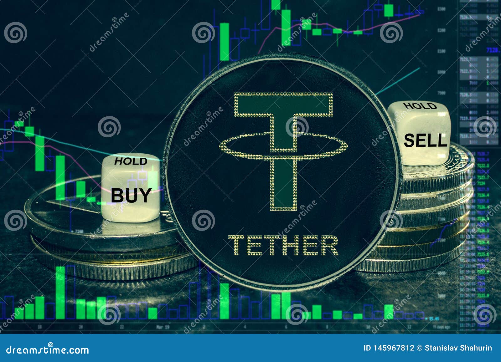 Coin Cryptocurrency Usdt Tether Stack Of Coins And Dice ...