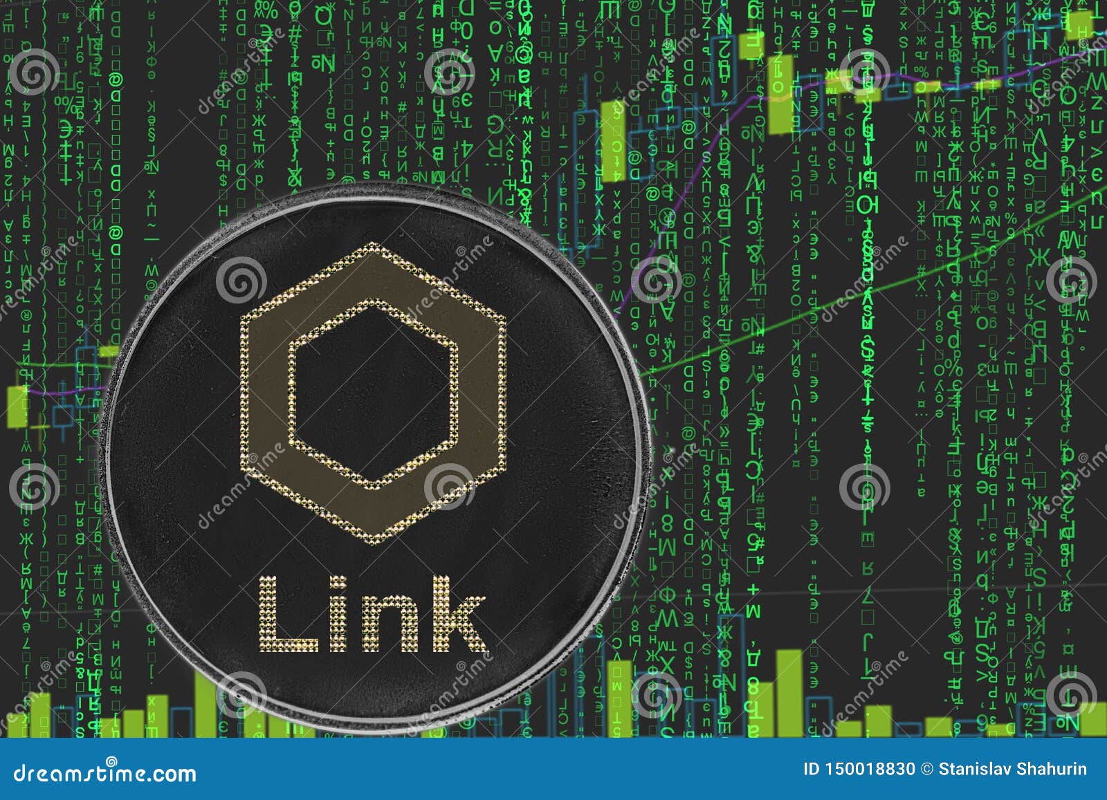 Coin Link Chainlink Cryptocurrency On The Background Of ...