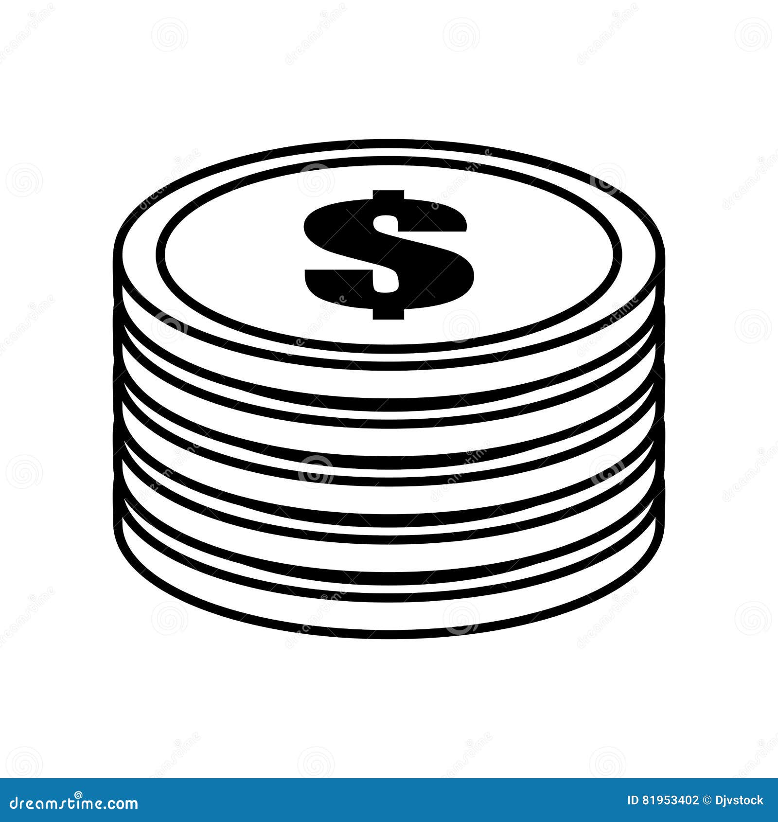 Coin Pile Dollar Money Outline Stock Vector - Illustration of metal ...