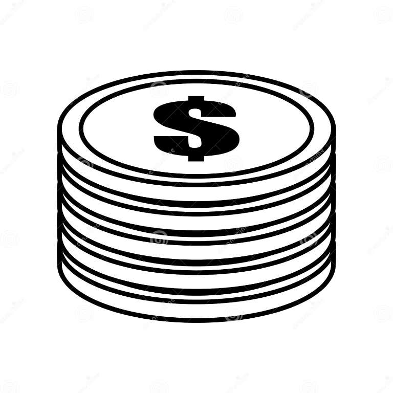 Coin Pile Dollar Money Outline Stock Vector - Illustration of metal ...