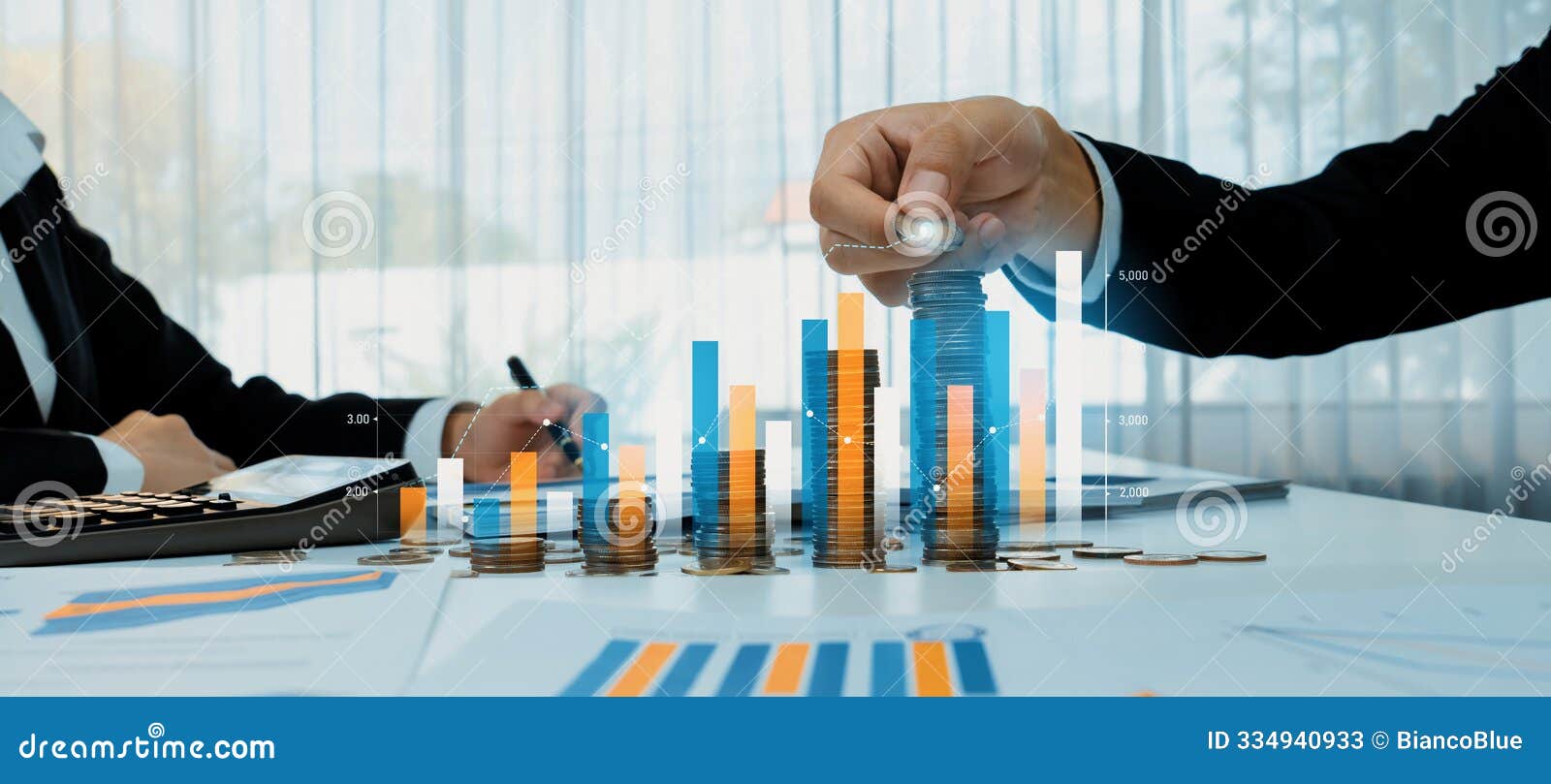 coin stack with digital graphic indicator ize business investment. shrewd
