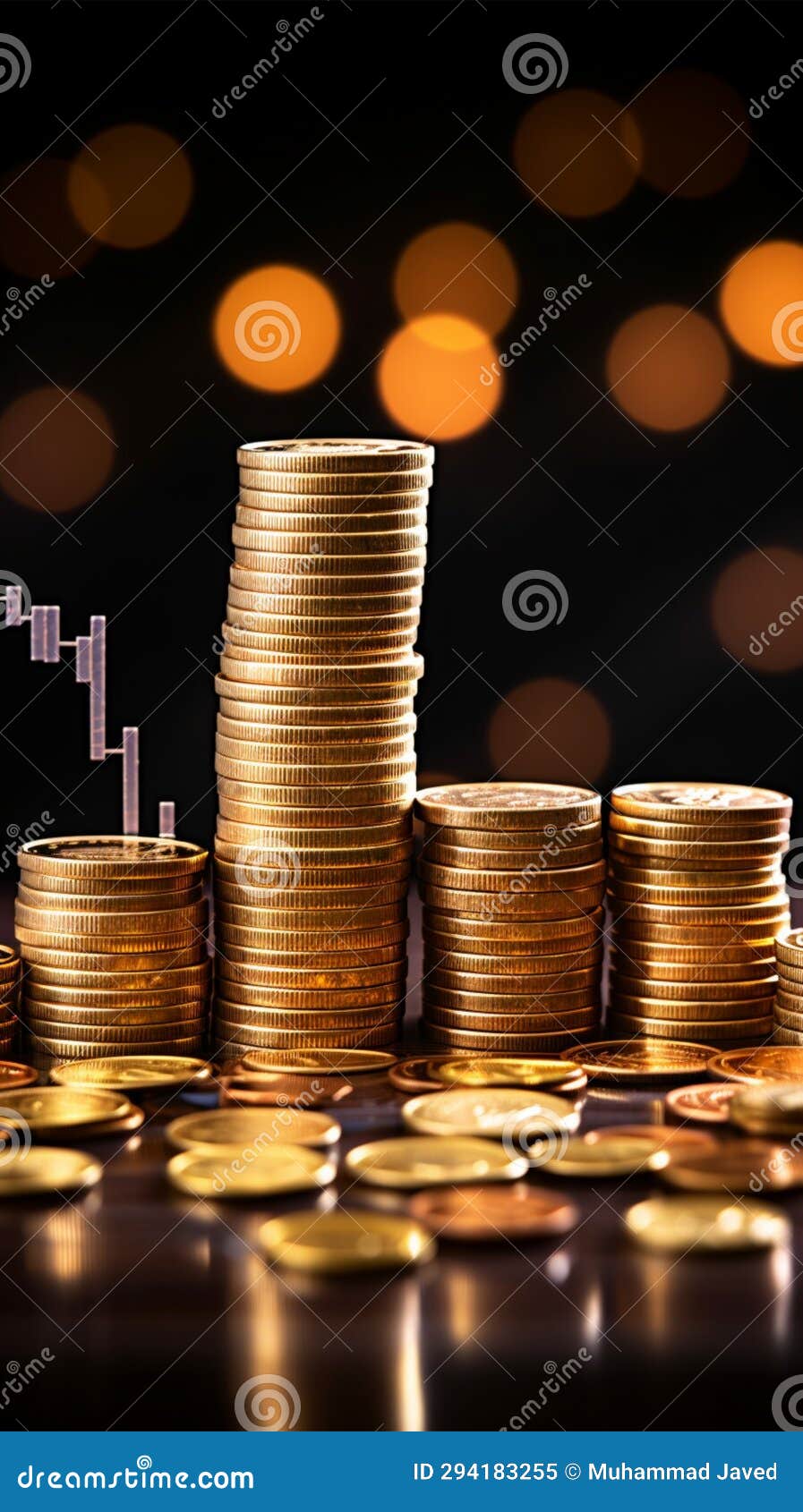 Coin Stacks Atop Growth Chart Depict Business Investment Success In Coin Stacks Atop Growth Chart Depict Business Investment Success In