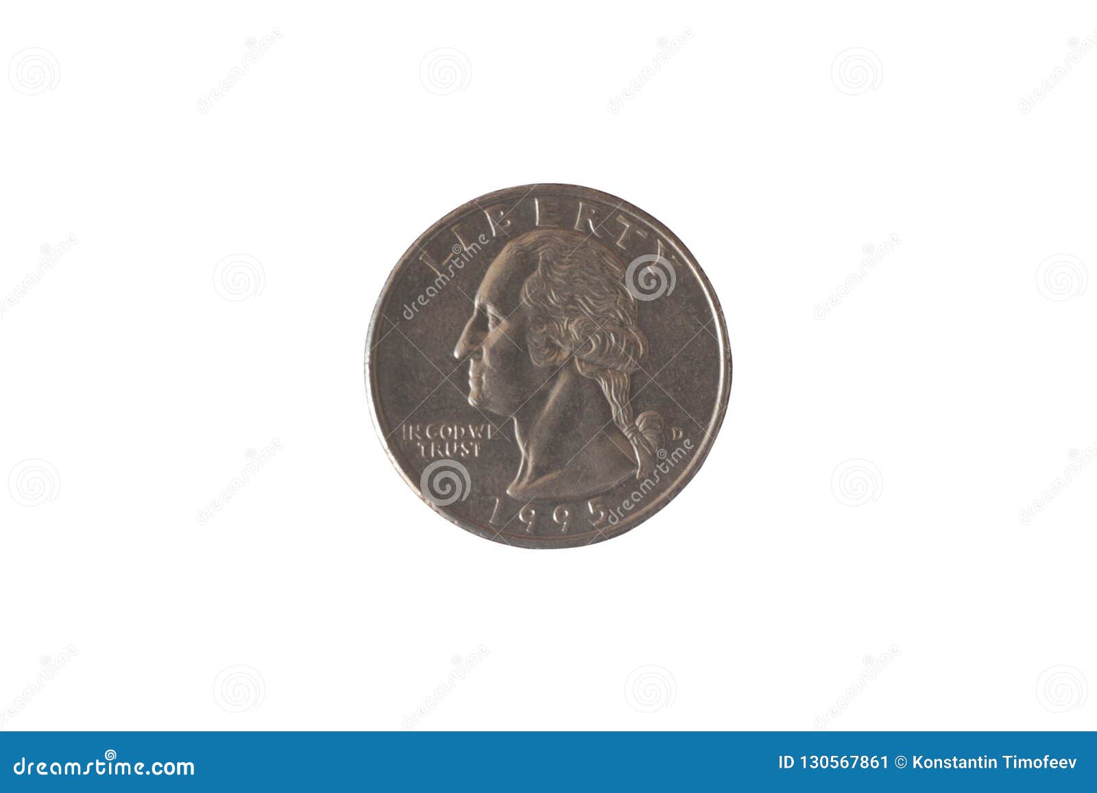 Coin Usa 25 Cents With The Image Of George Washington And Bald Eagles