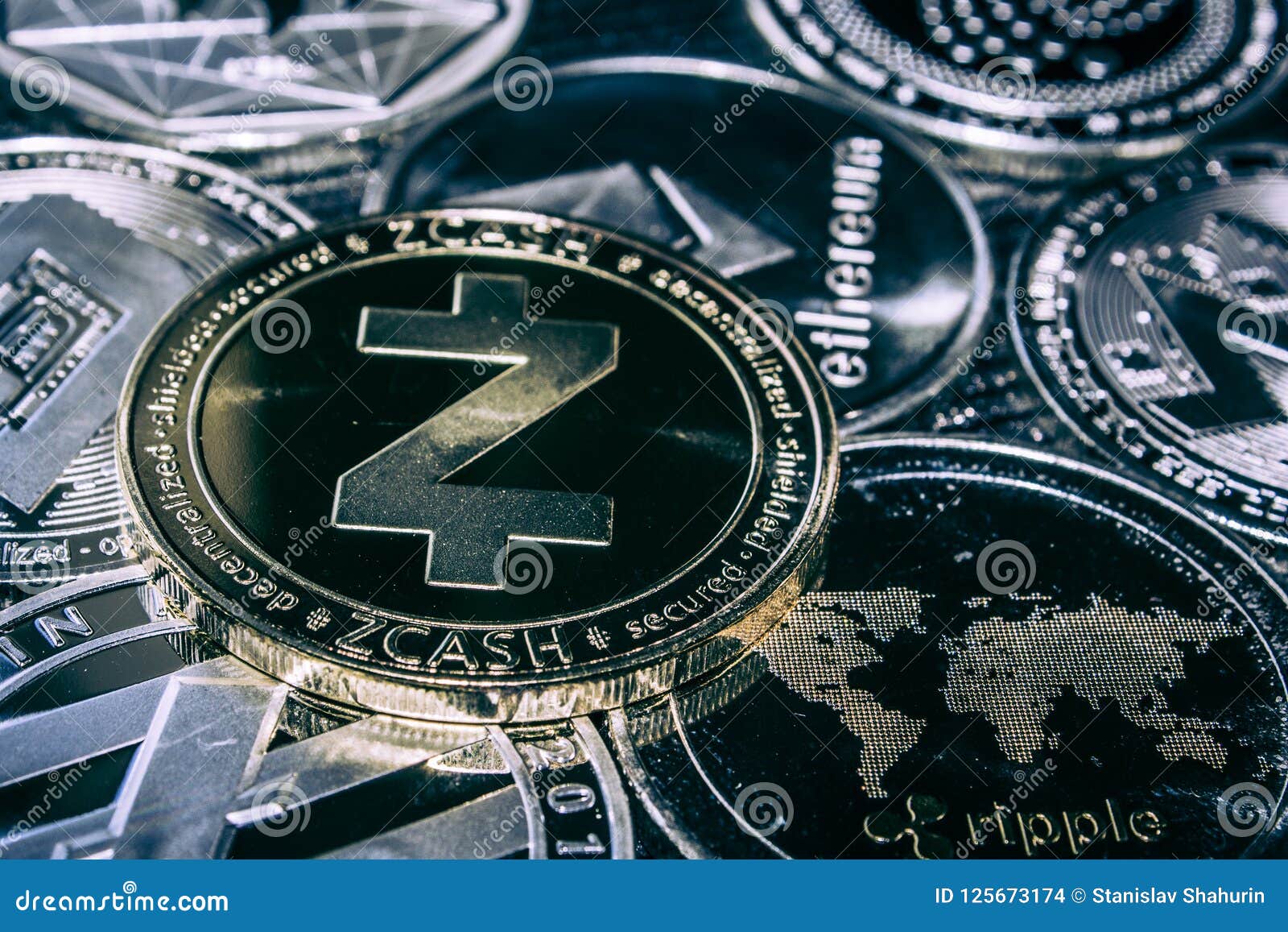 Coin Zcash Cryptocurrency On The Background Of The Main ...