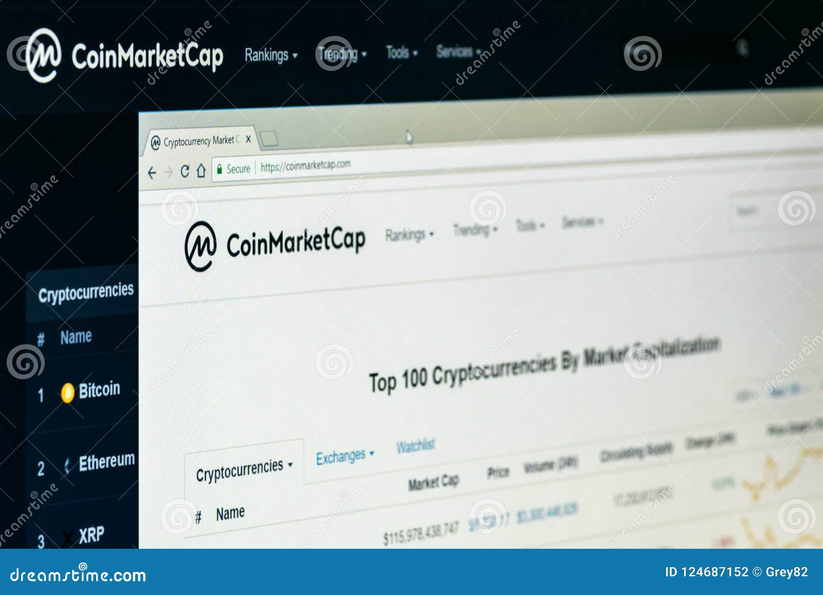 Coinmarketcap Home Page On The Screen Of PC Editorial ...