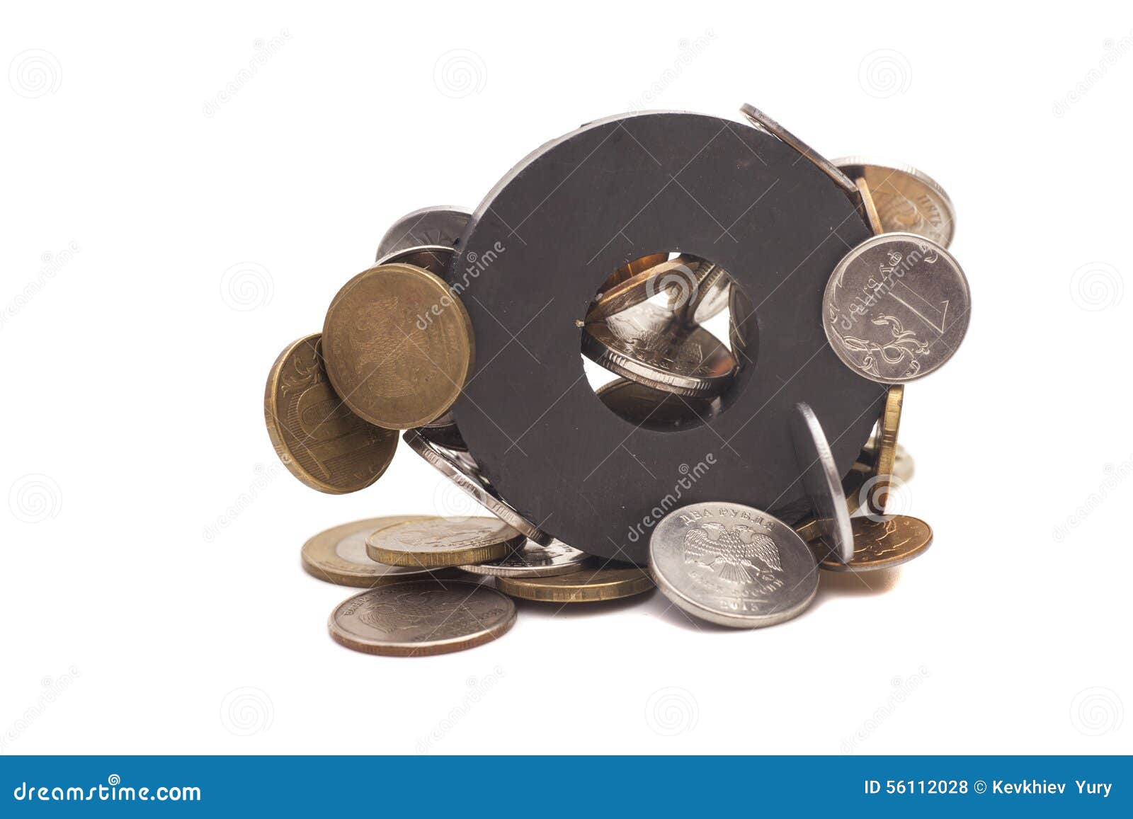 Coins attracted by stock photo. Image of dollars 56112028
